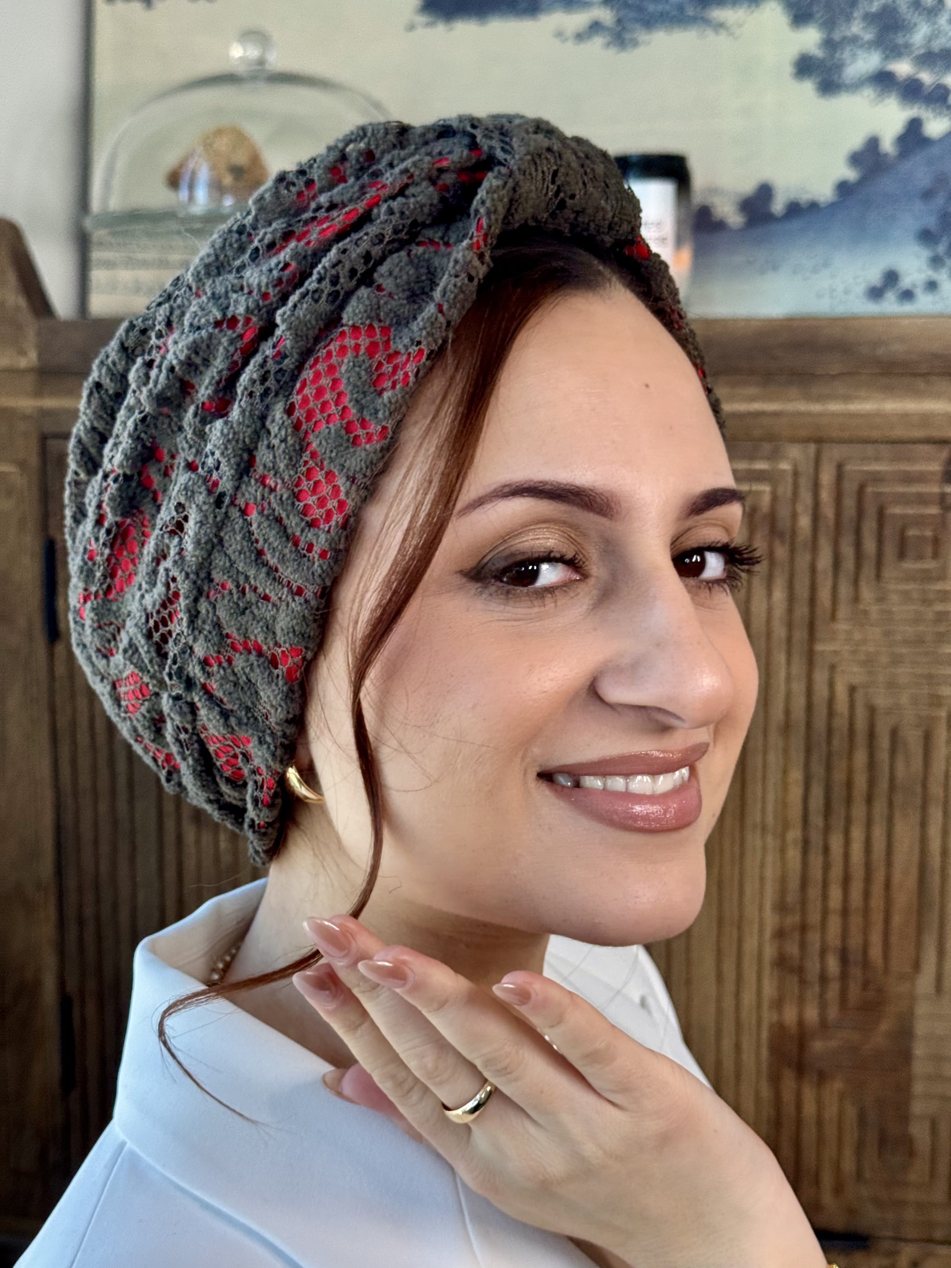 Turban Basic Lace - Chocolate Red