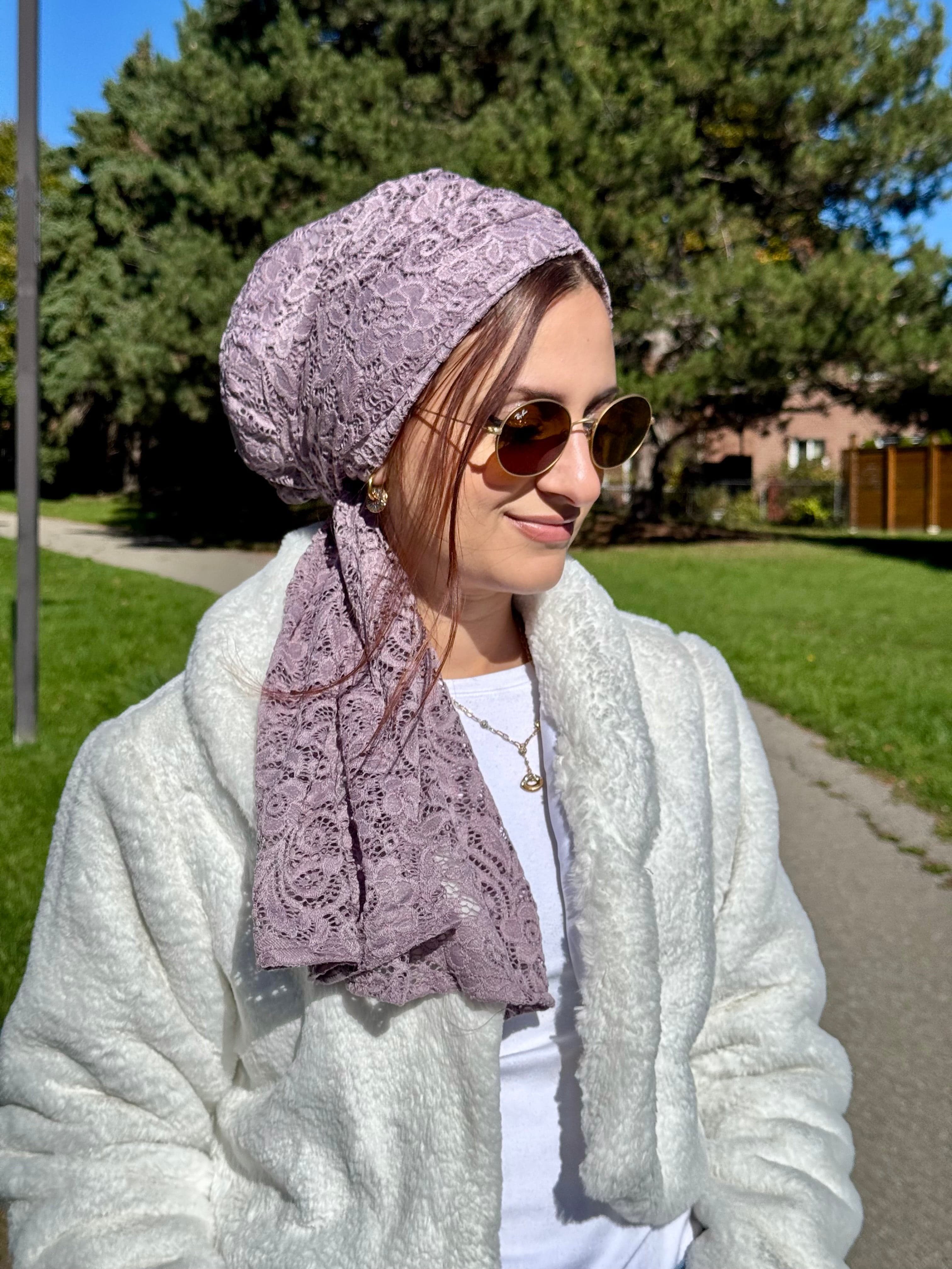 Beanie Wrap Lace - Dark Lilac