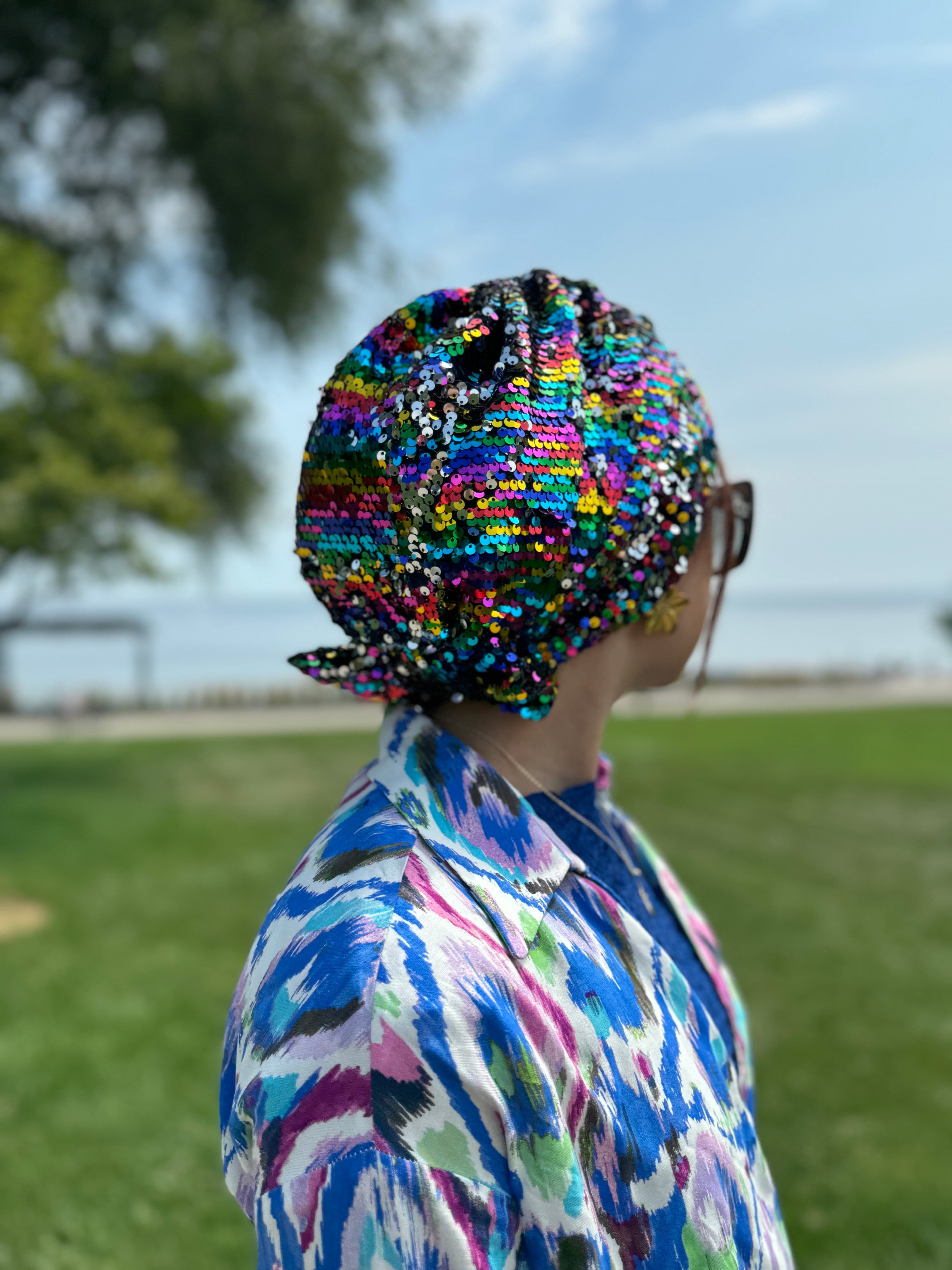 Beanie Bow Sequins Jersey - Colorful - Turban Couture