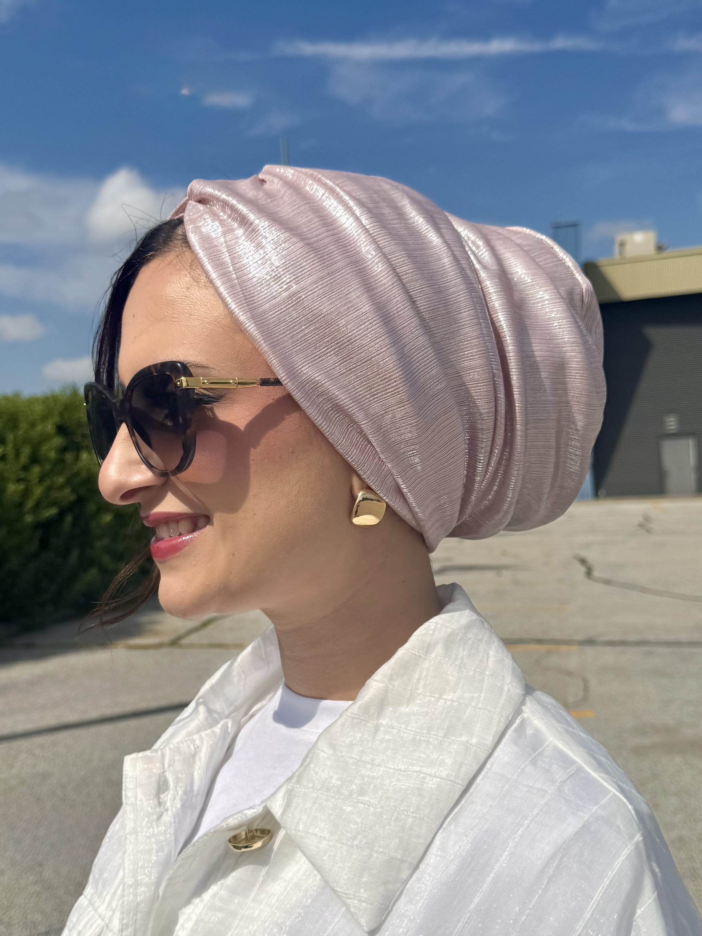 Beanie Double Drapes Metallic - pink