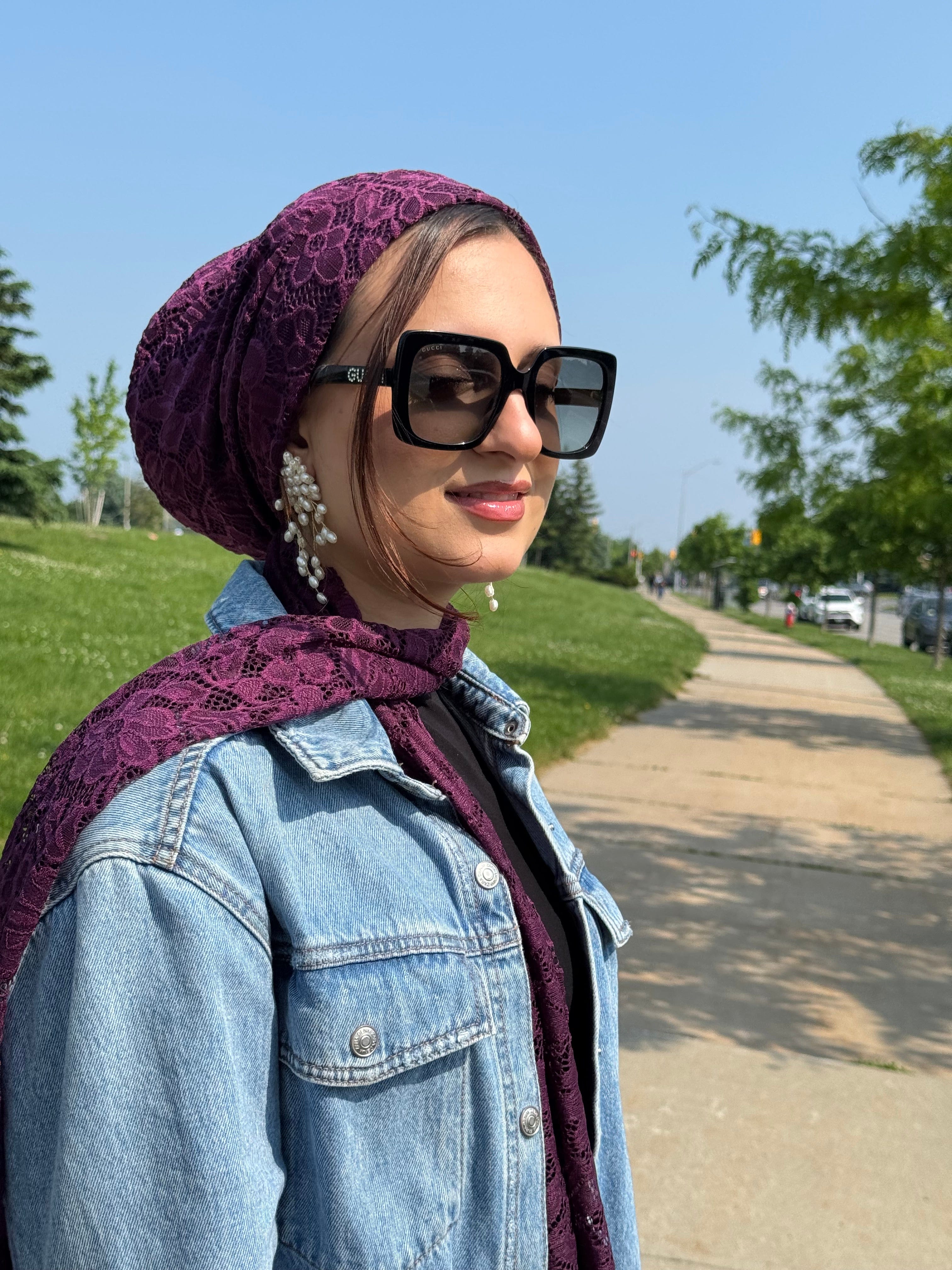 Beanie Wrap Lace - Dark Burgundy