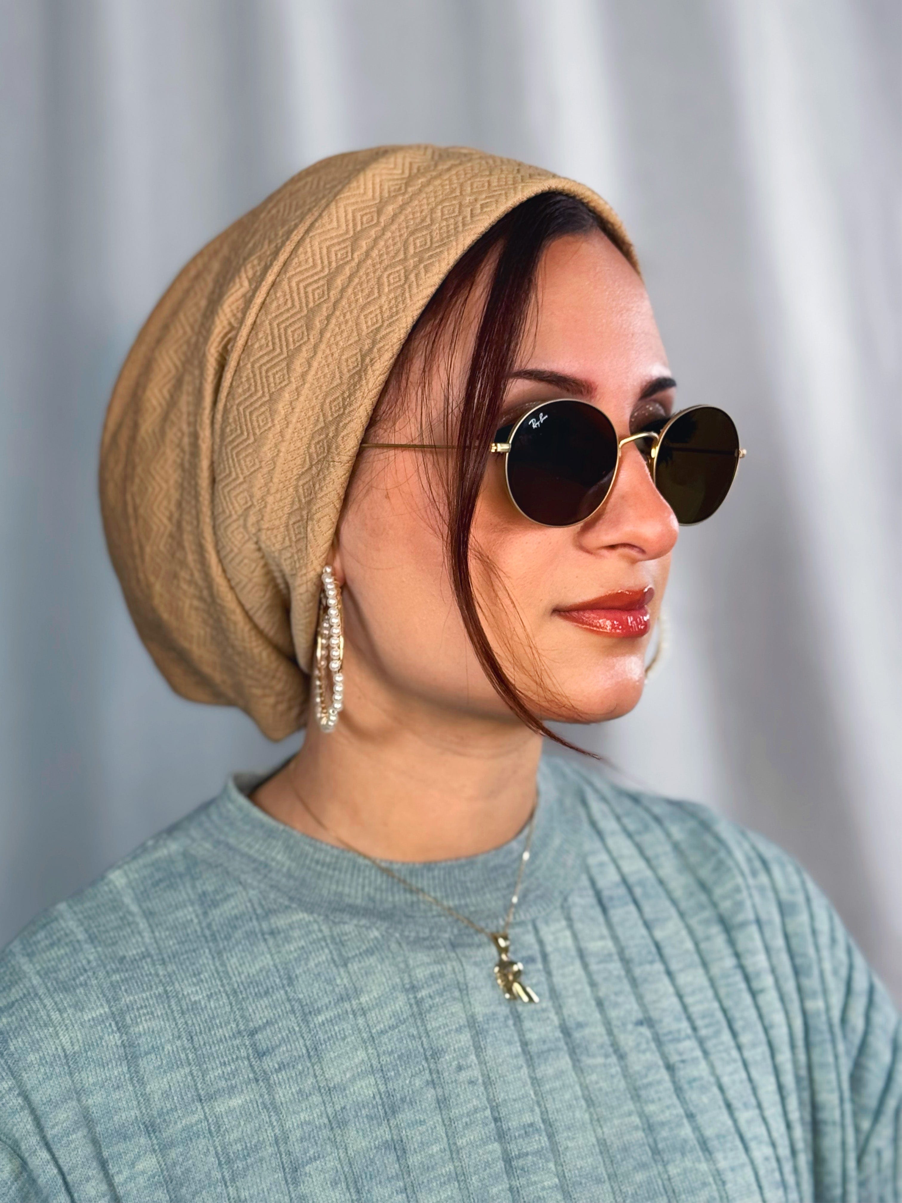 Beanie Printed - Dark Tan - Turban Couture