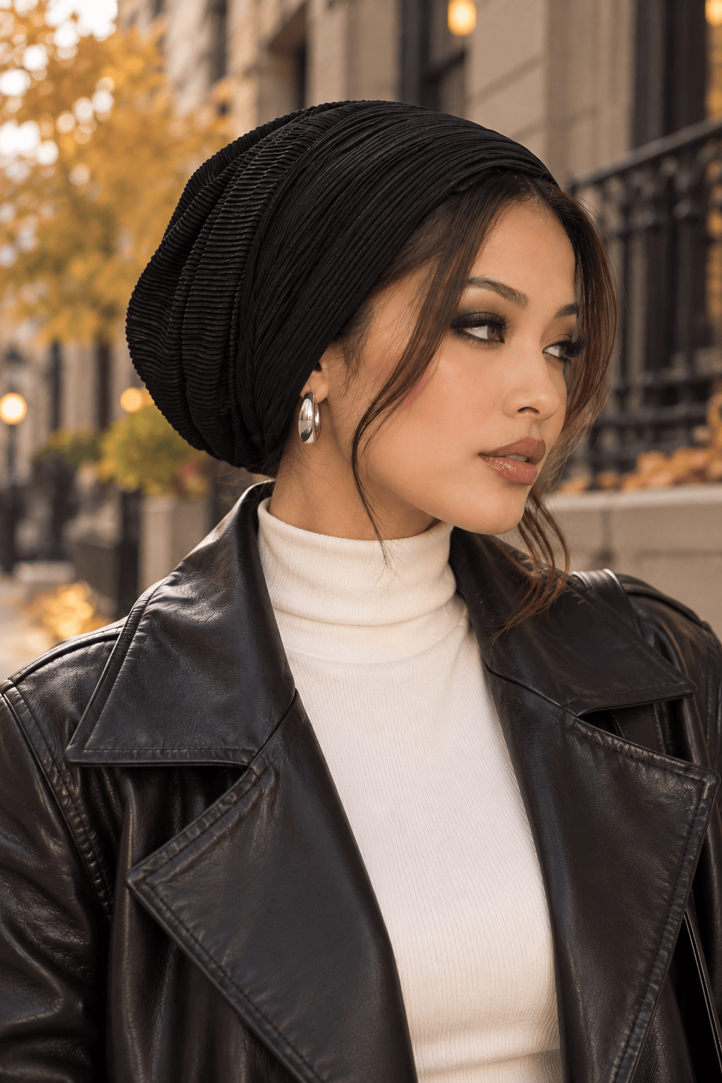 Beanie Pleated - Black