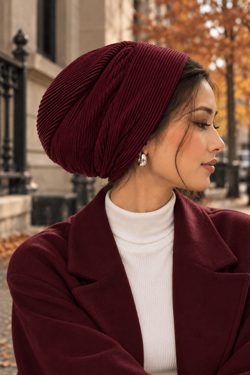 Beanie Pleated - Black Cherry