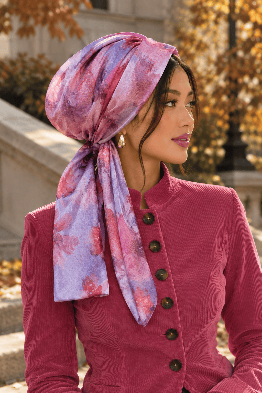 Beanie Chiffon Wrap - Pink & Purple