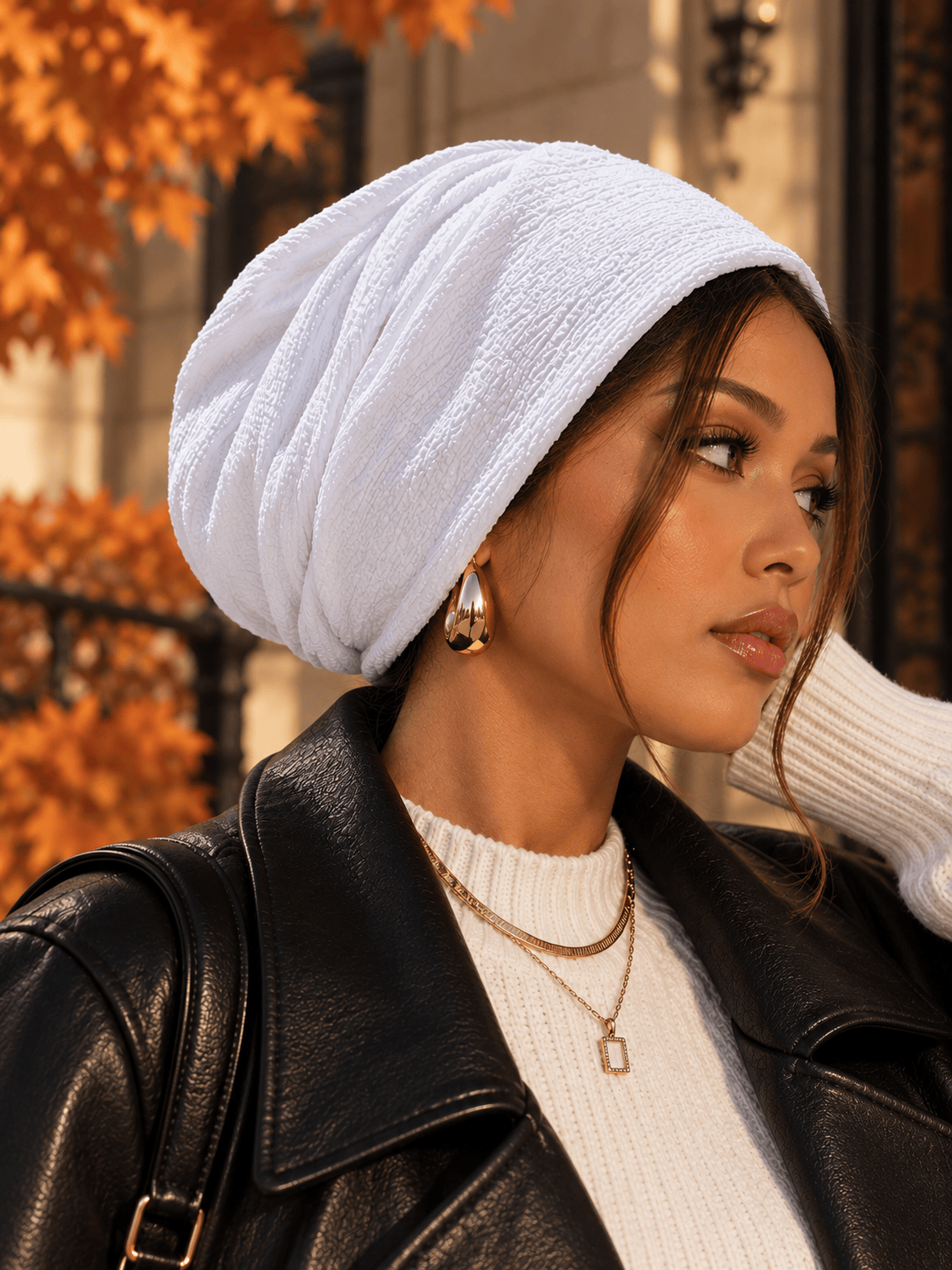 Beanie Rippled - White