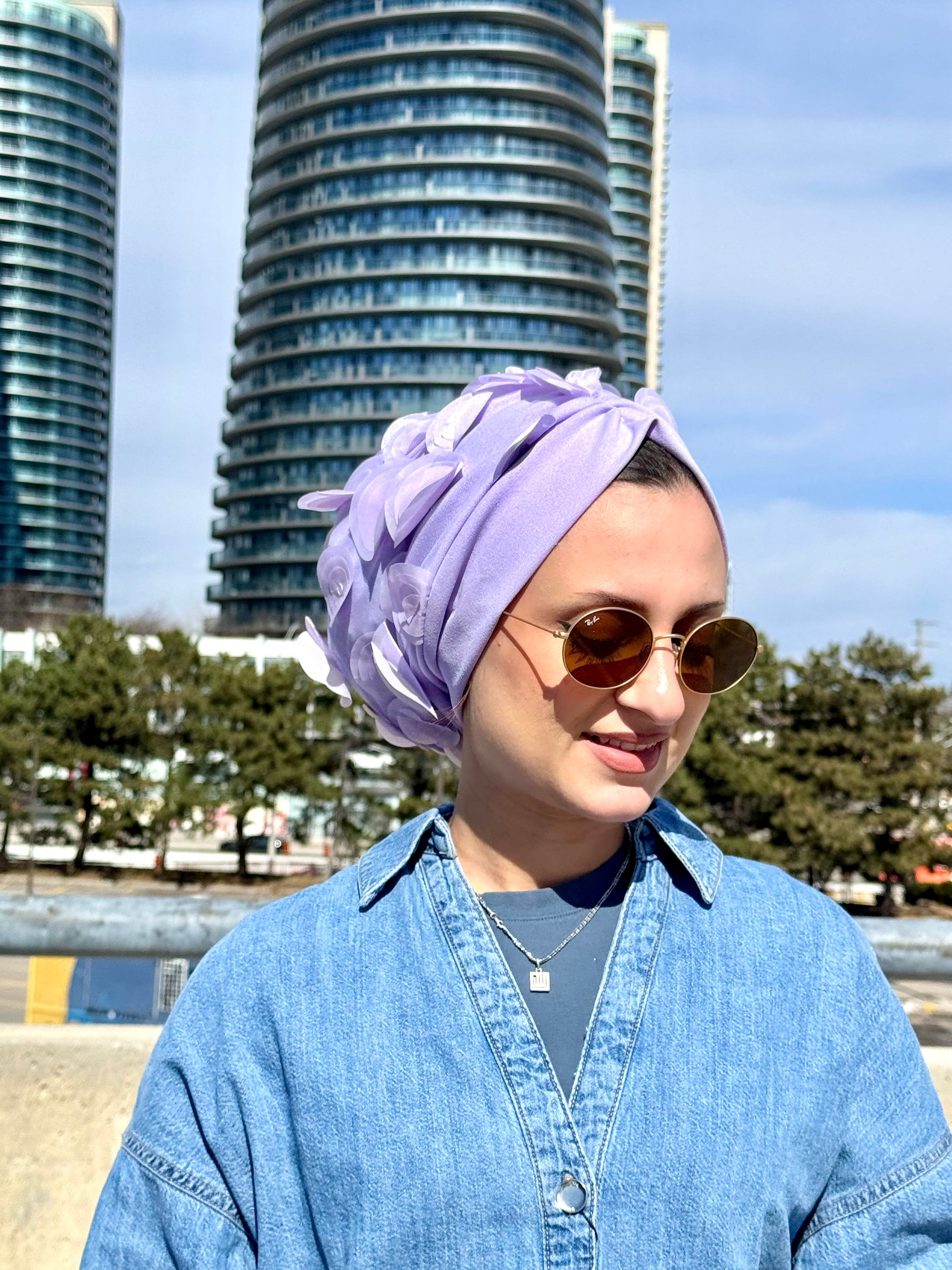 Beanie Tulle - Flowers lilac - Turban Couture