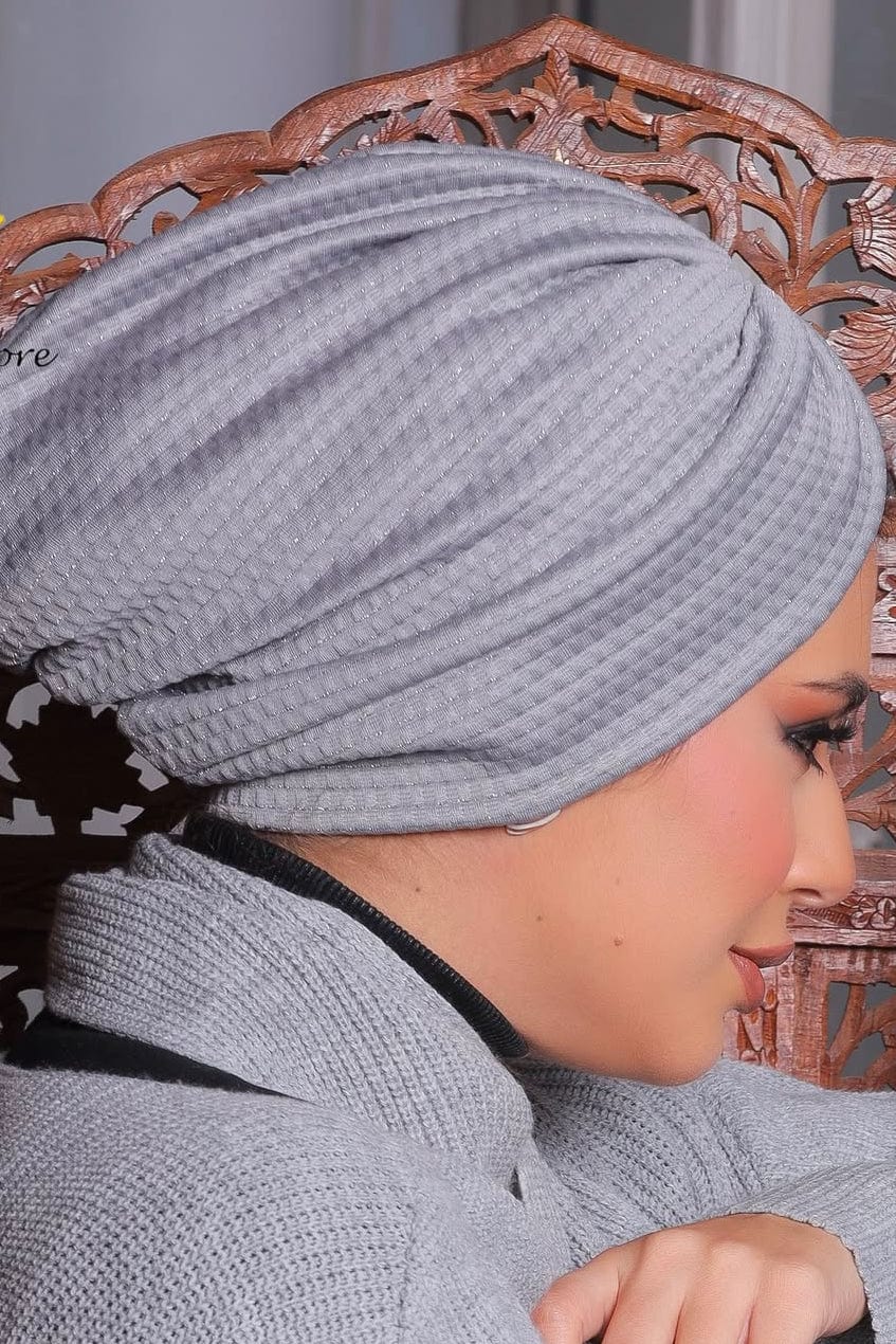 Beanie Printed - Grey Shimmer - Turban Couture