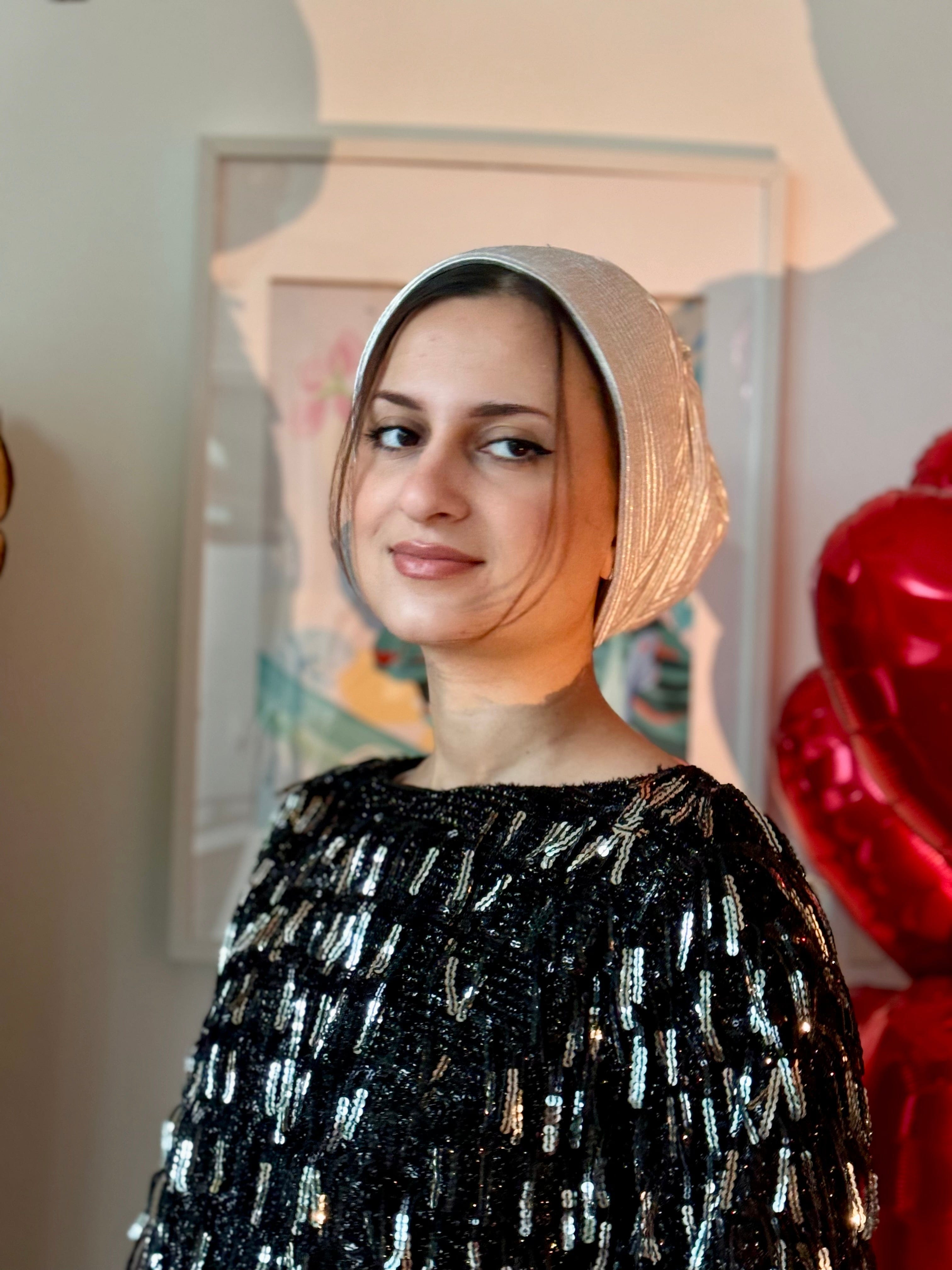 Beanie Metallic - Gold Off White