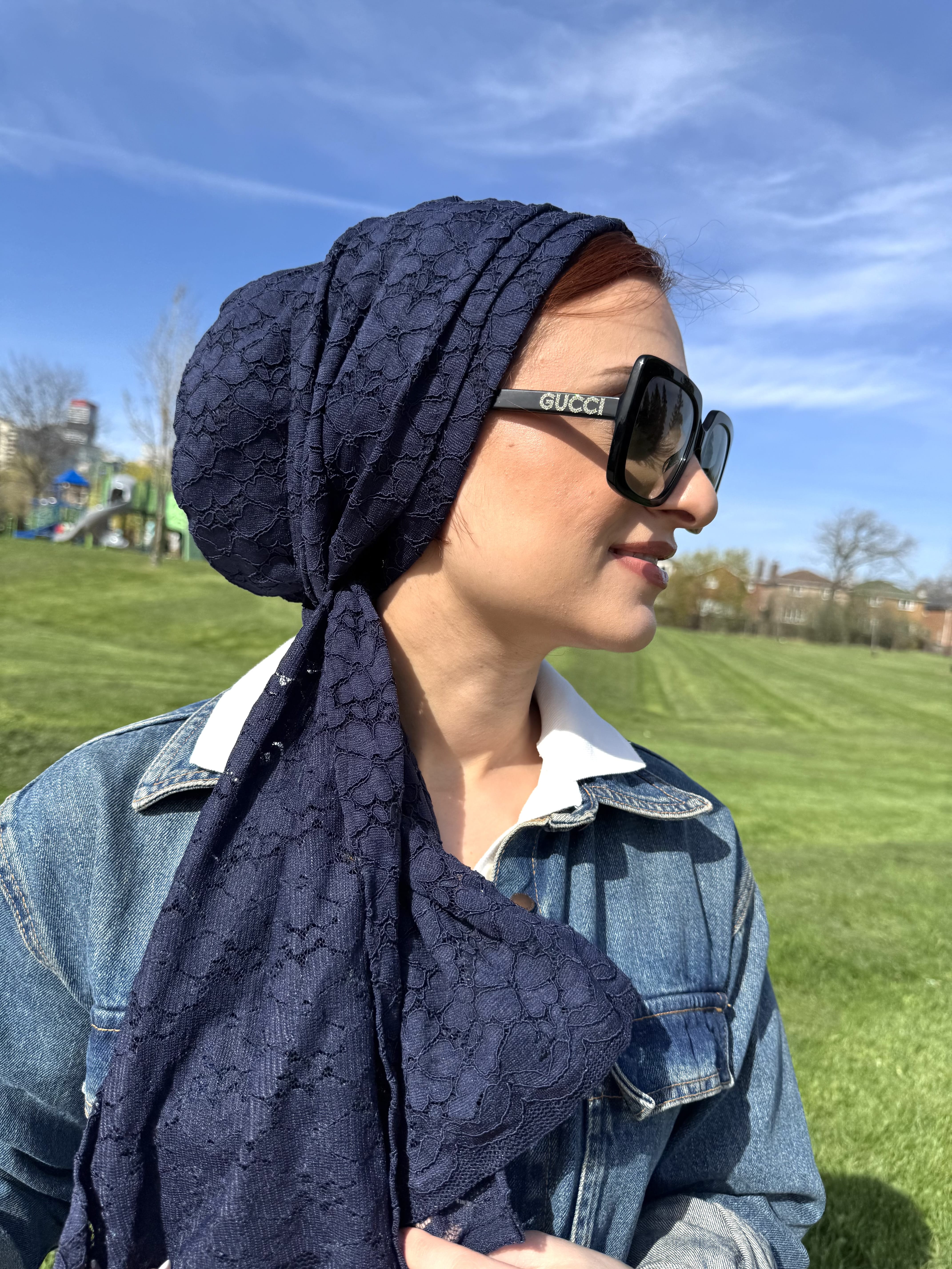Beanie Wrap Lace - Navy