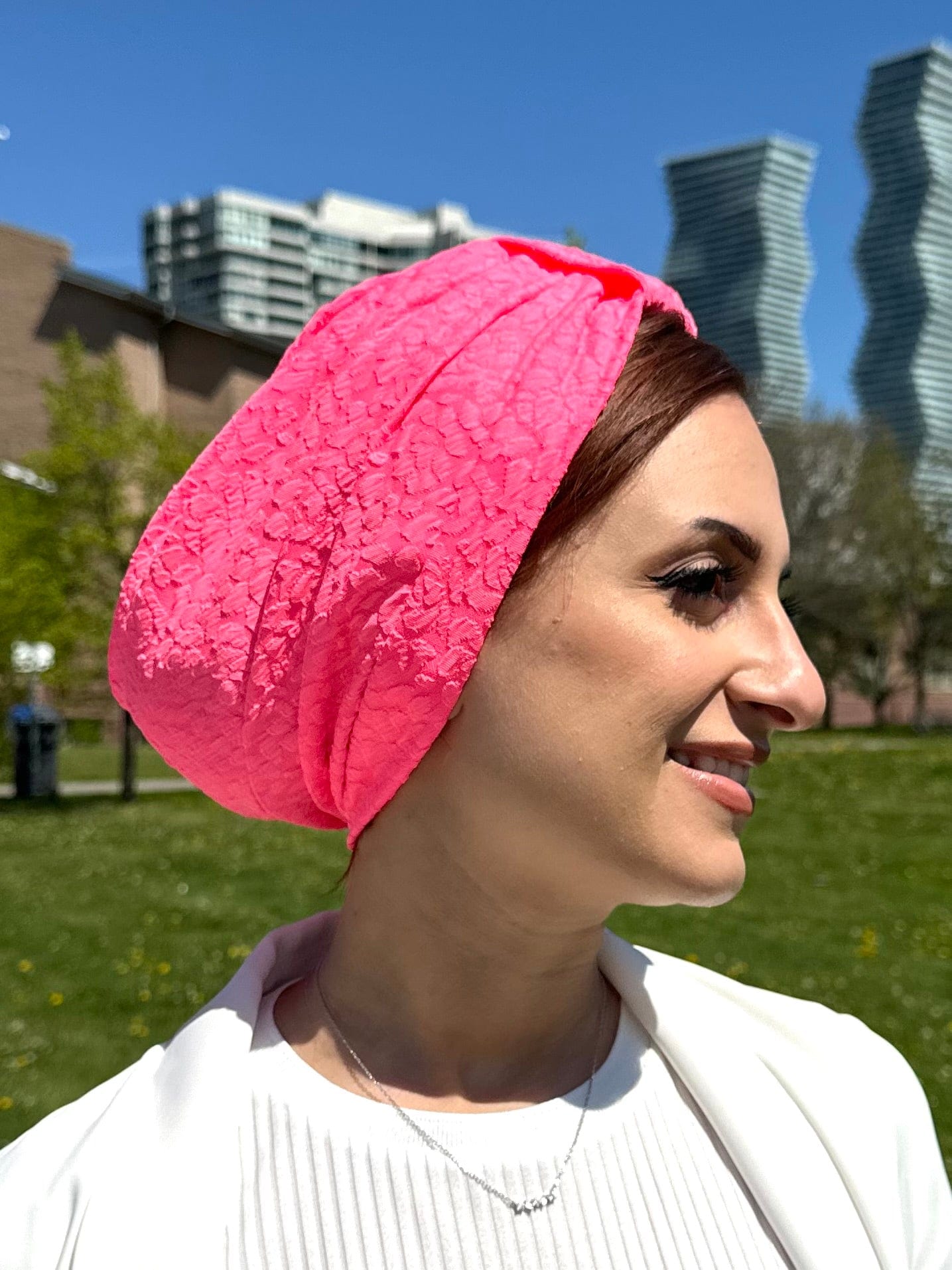 Turban Basic printed Jersey - Neon Fuchsia - Turban Couture