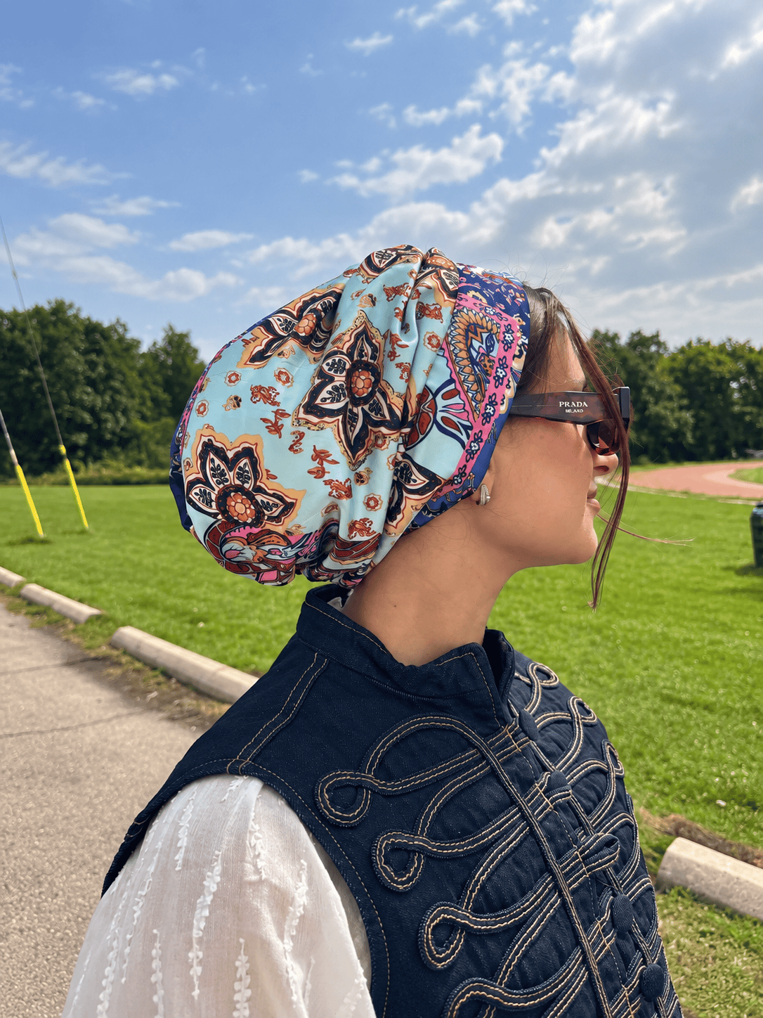 Beanie Satin - Paisley Blue Navy