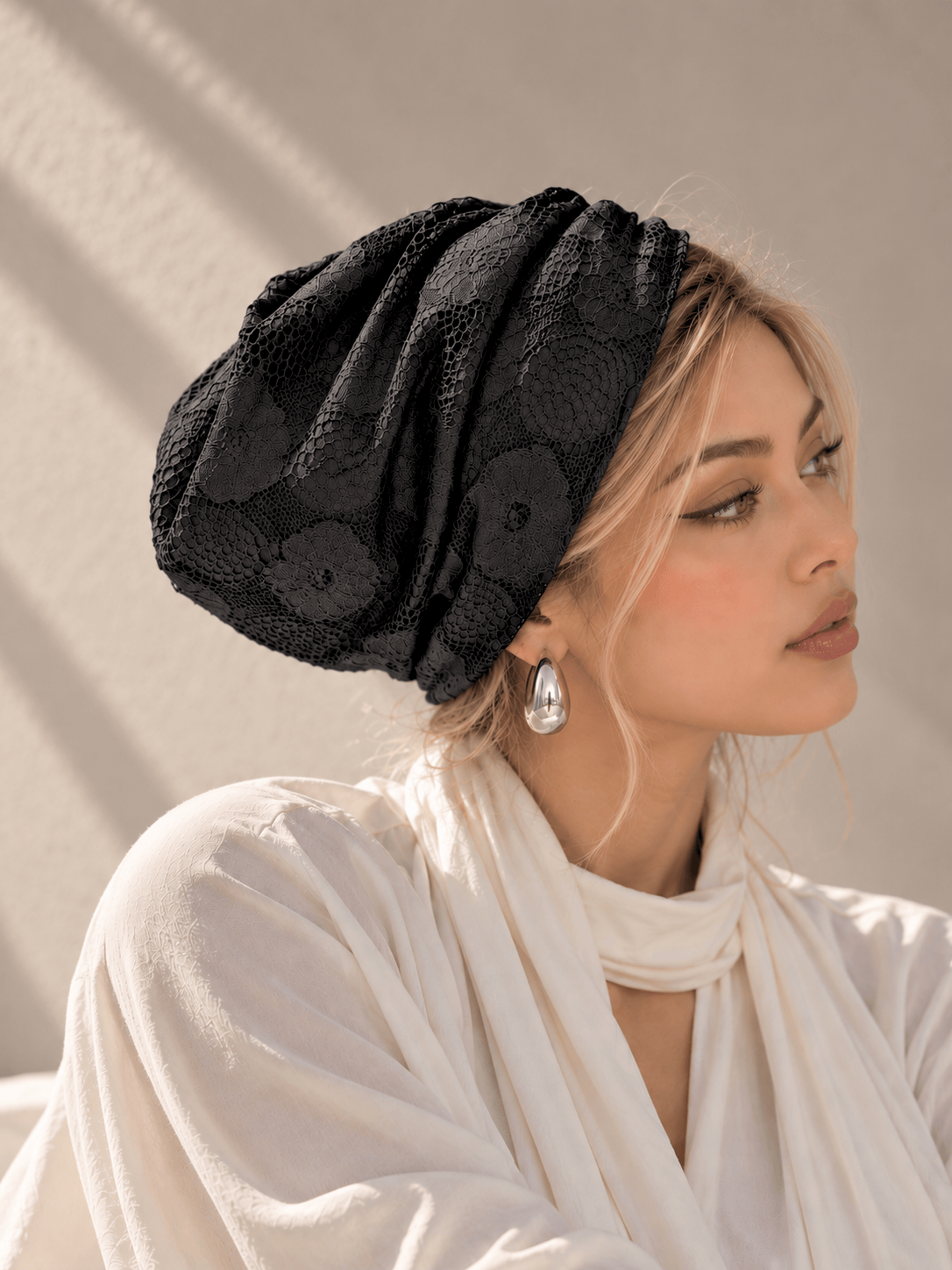 Beanie Drapes Lace - Black 🖤