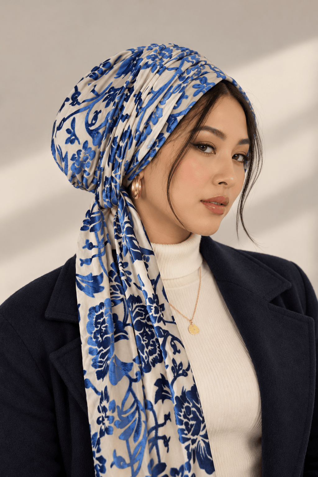 Two-Piece Velvet Tulle Beanie - Blue Nude