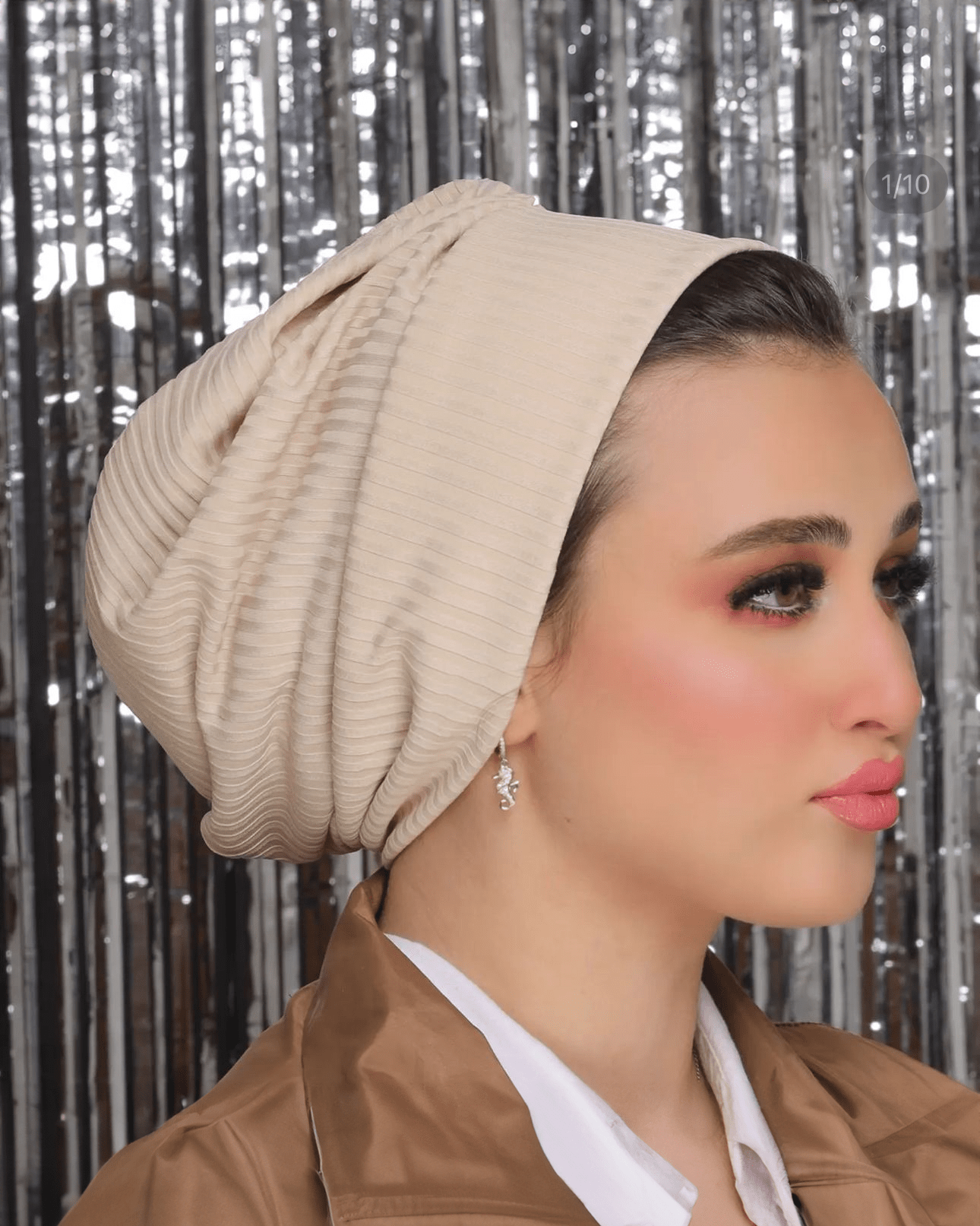 Beanie Ribbed Jersey - Beige - Turban Couture