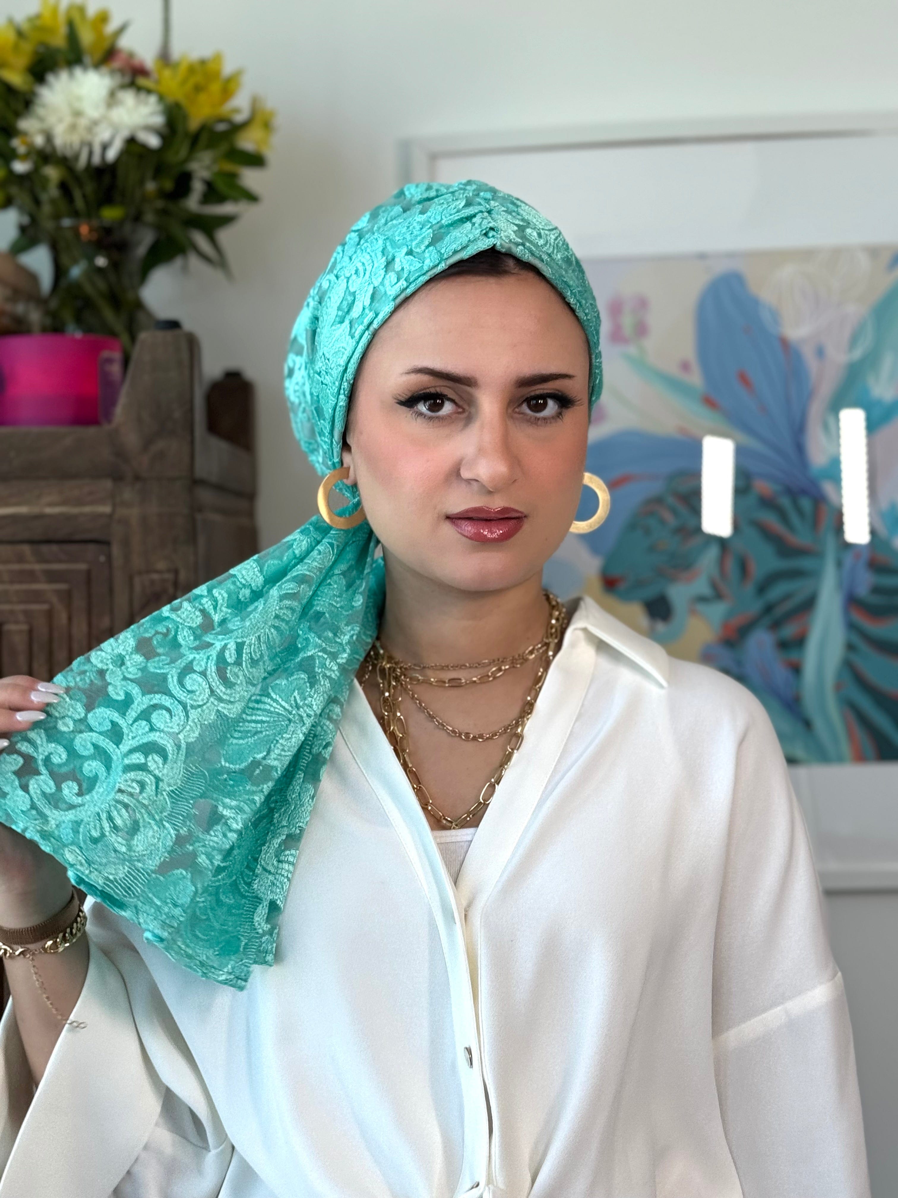 Beanie Wrap Lace - Pistach - Turban Couture