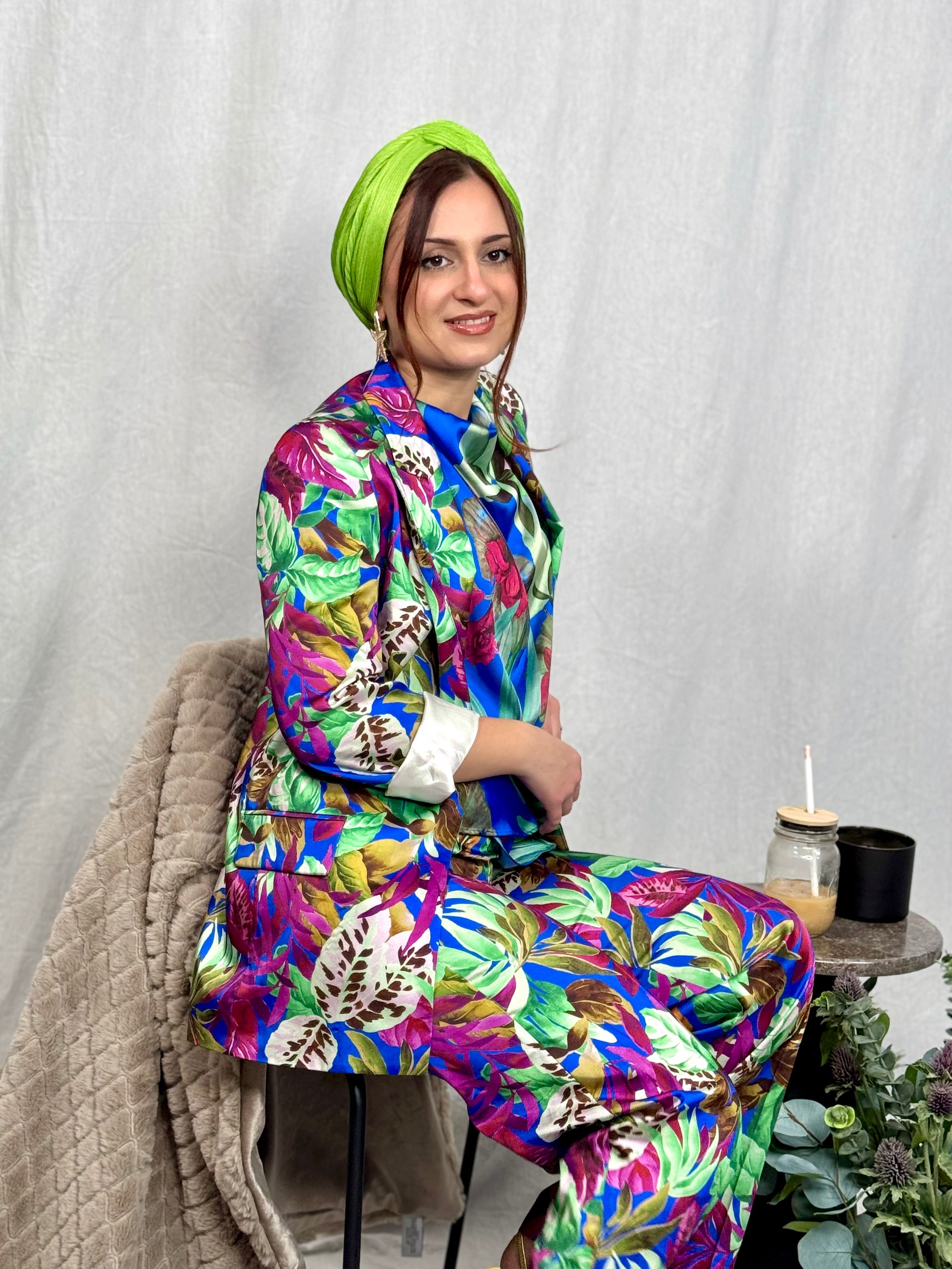 Beanie Ribbed Cross Front - Neon Green - Turban Couture