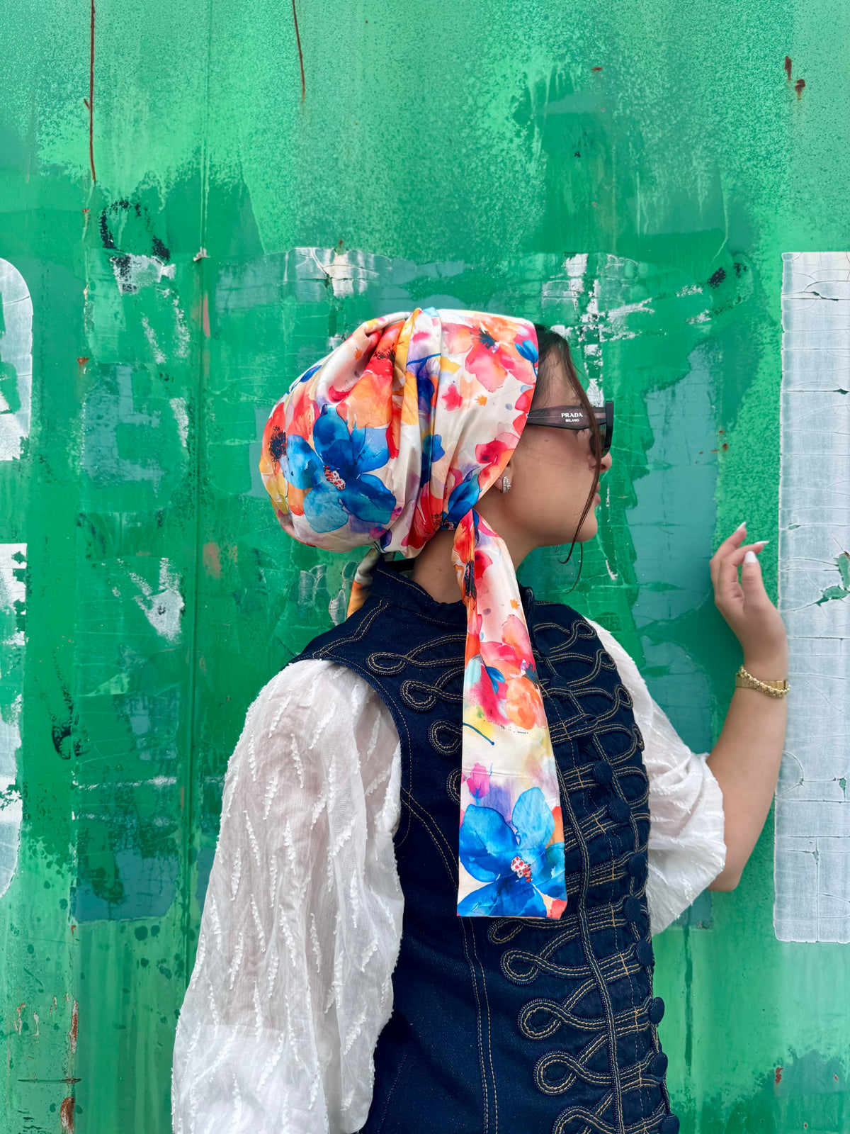 Beanie Wrap Satin - Floral