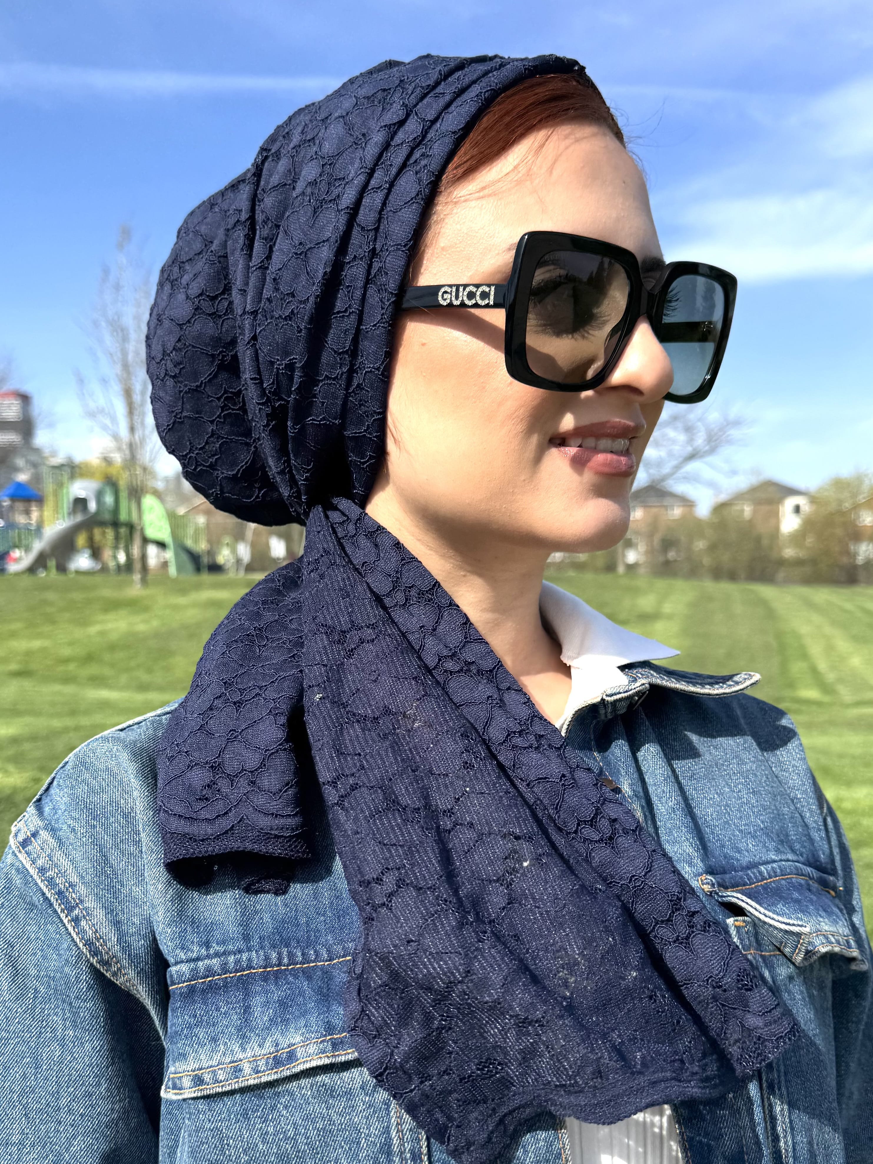 Beanie Wrap Lace - Navy