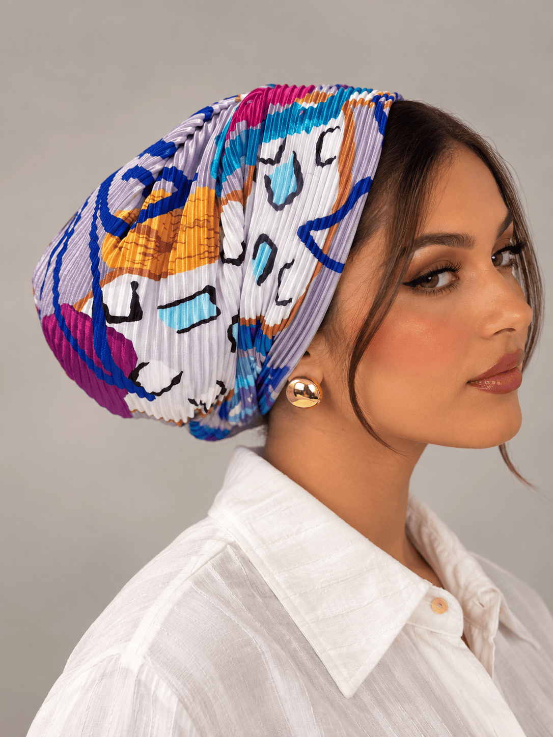 Beanie Pleated - Summer Geometric