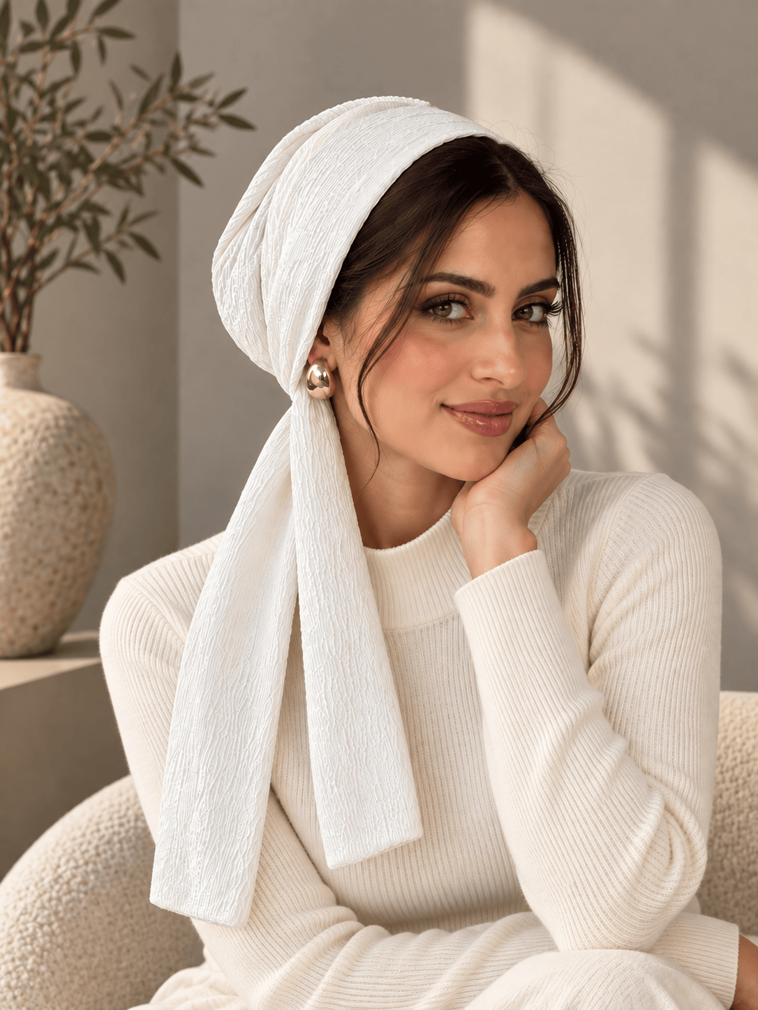 Beanie Wrap - Ivory White