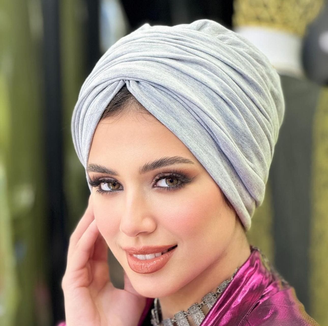 Beanie 2 pieces - Light Grey - Turban Couture