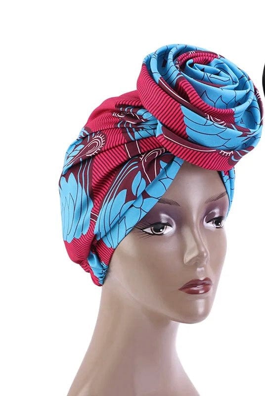 Satin lined turban - Blue Fuchsia - Turban Couture