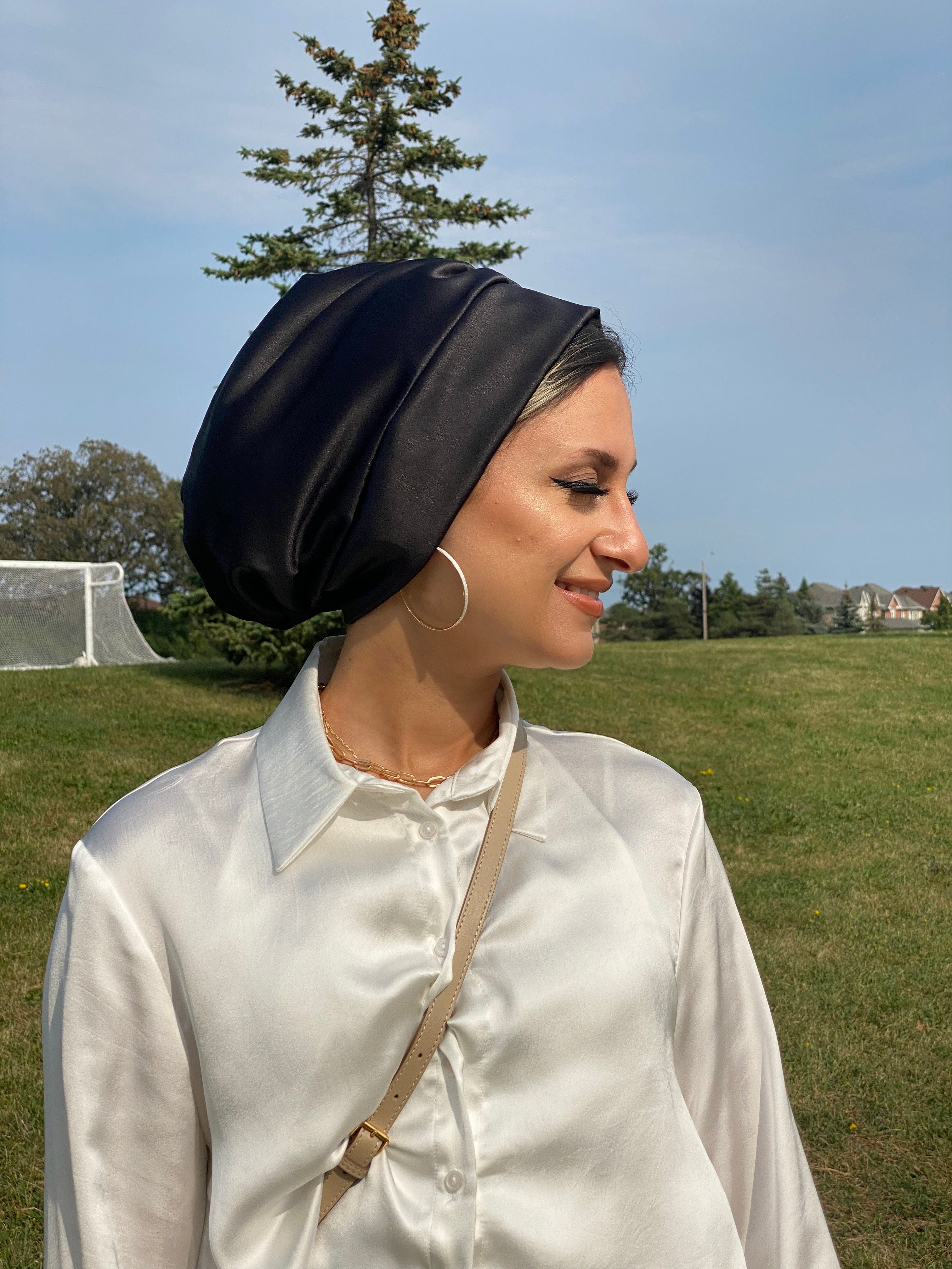 Beanie Satin - Black - Turban Couture