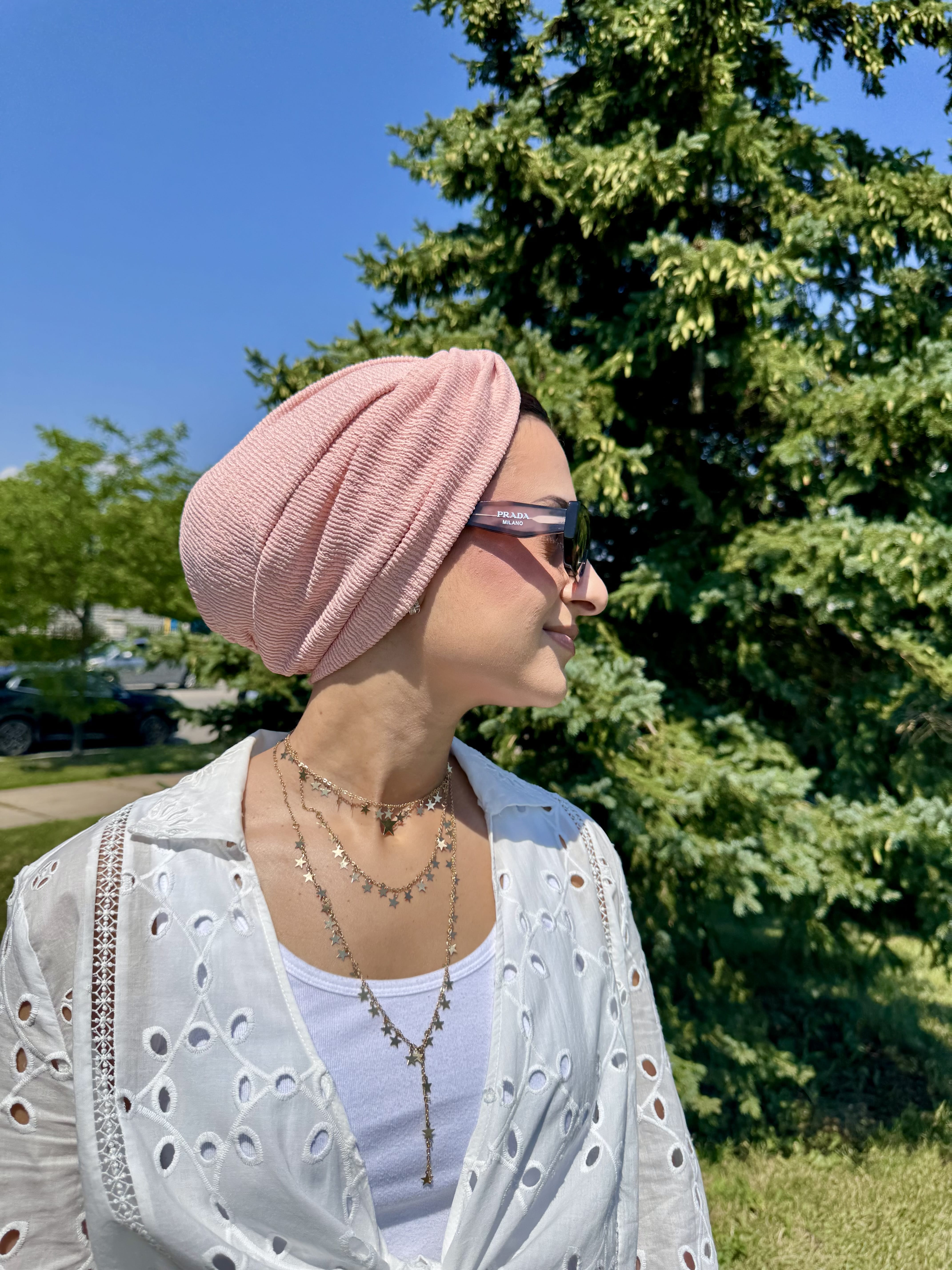 Beanie Twist Cross - Powder Pink
