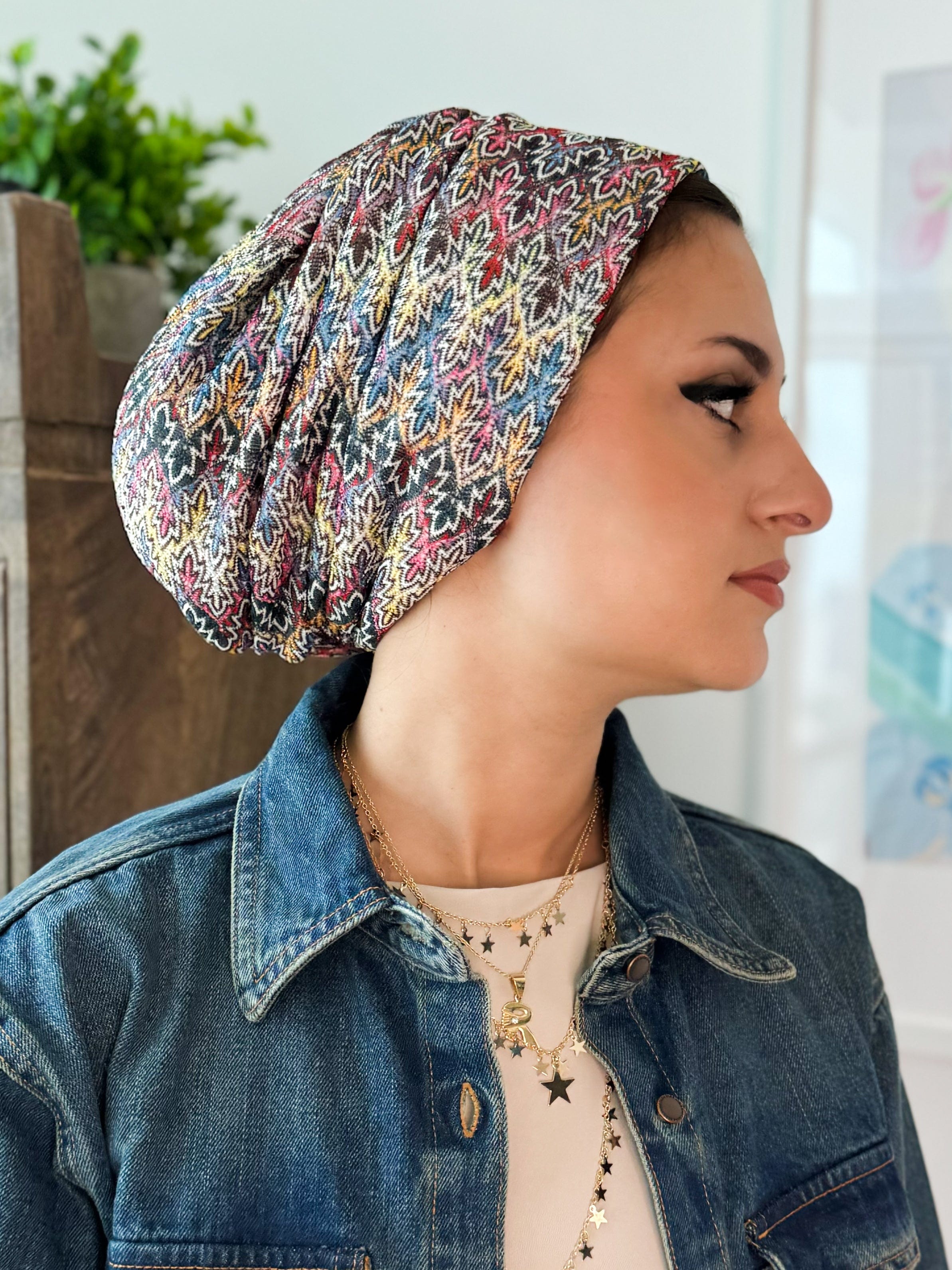 Beanie Knit - Blue Pink Yellow