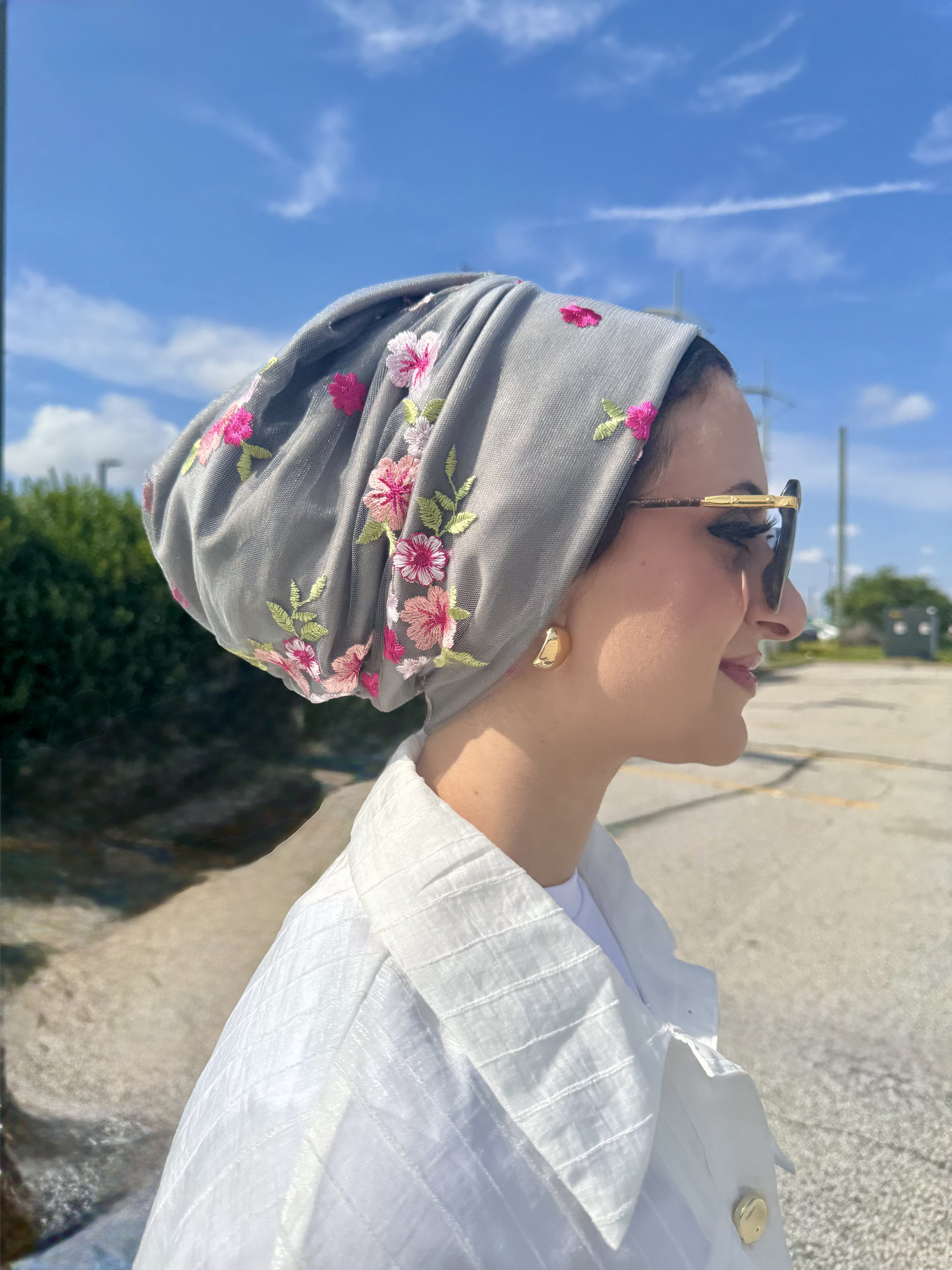 Beanie Tulle - Floral Grey