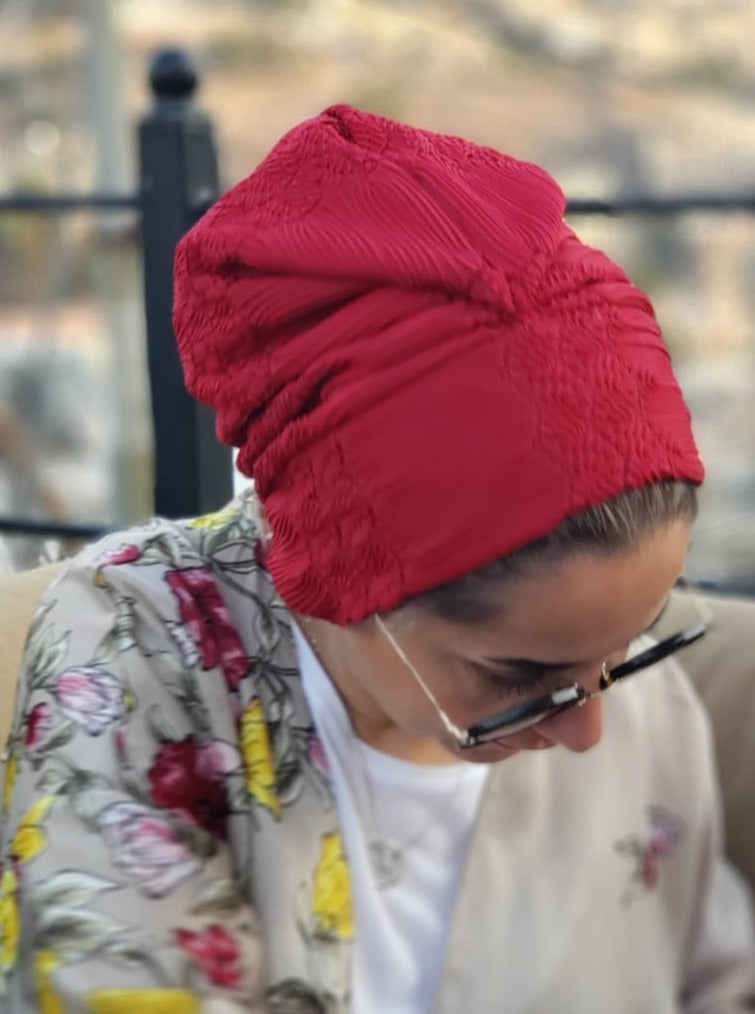 Beanie Printed - Burgundy - Turban Couture