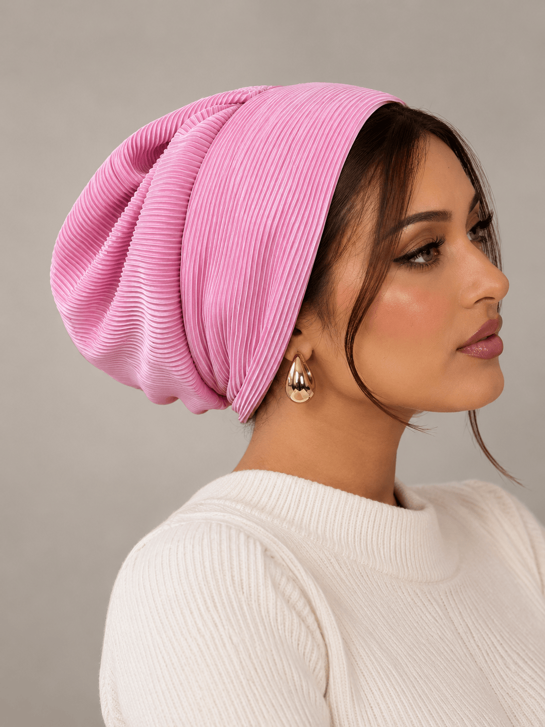 Beanie pleated - Pink Rose