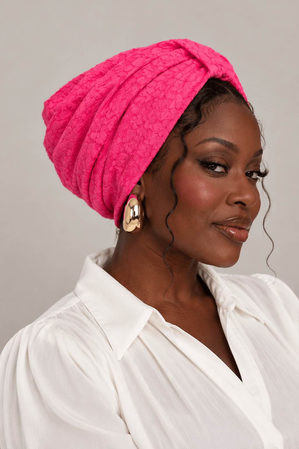 Turban Basic Printed Jersey - Neon Fuchsia