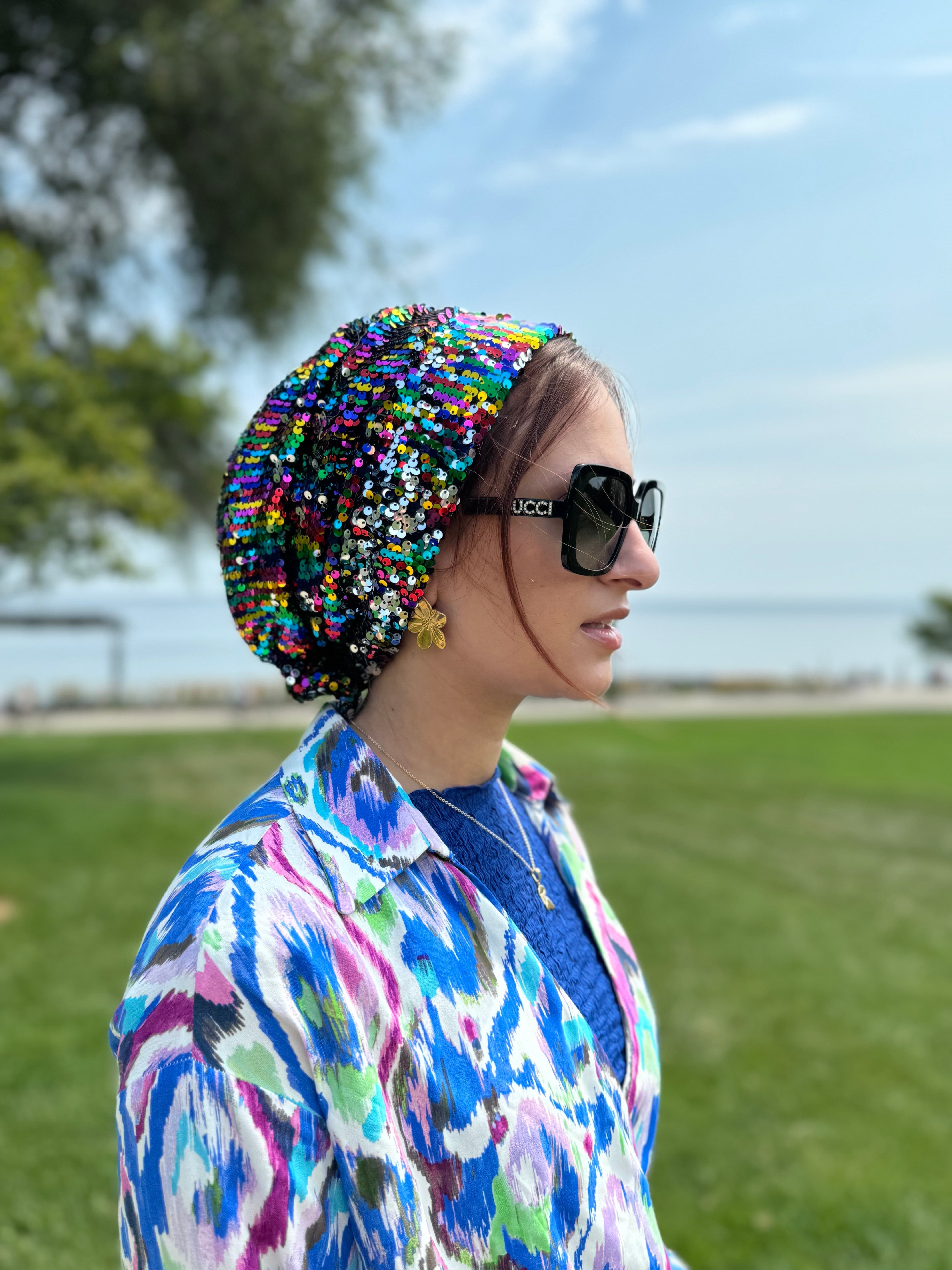 Beanie Bow Sequins Jersey - Colorful - Turban Couture