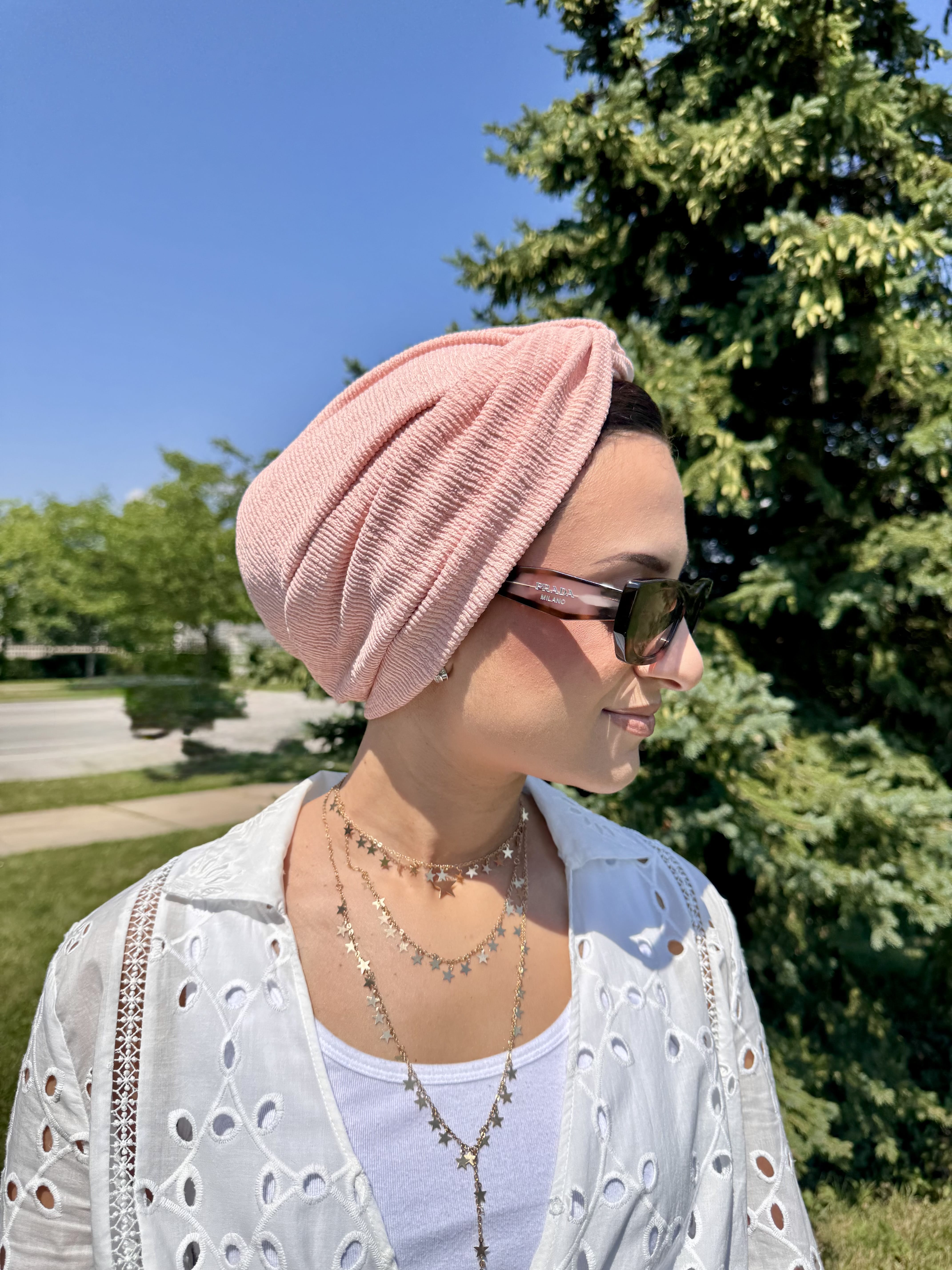 Beanie Twist Cross - Powder Pink