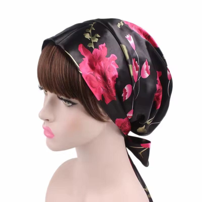 Head Wrap Satin - Burgundy Black