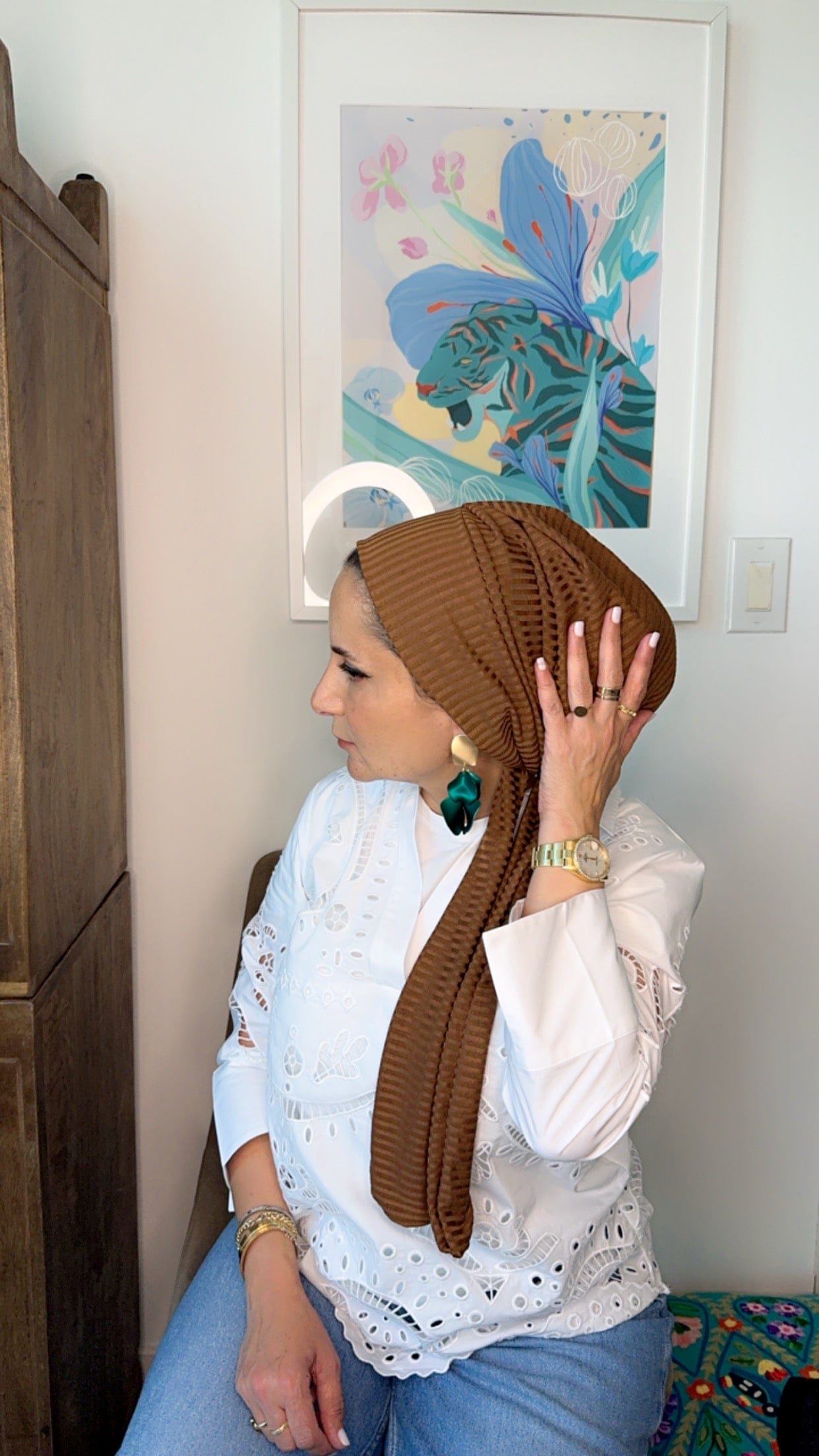 Beanie Wrap Ribbed Jersey - Chest Nut - Turban Couture