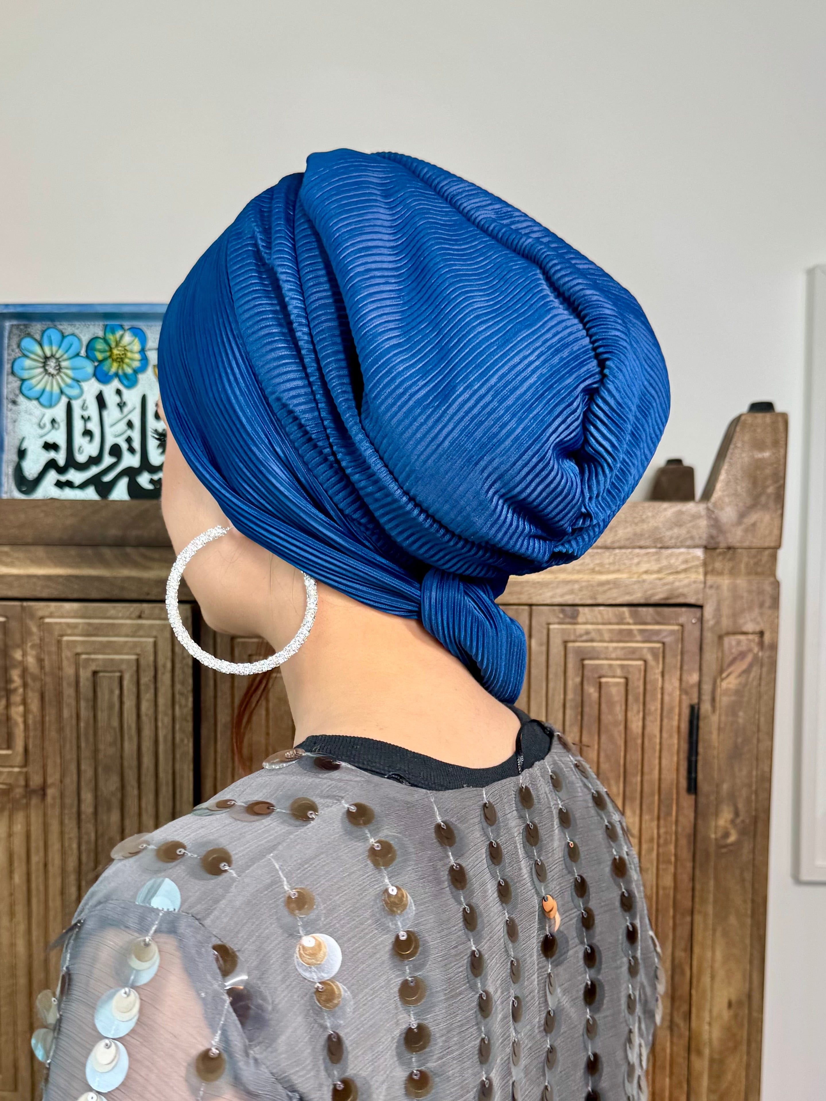 Beanie Pleated Wrap - Teal