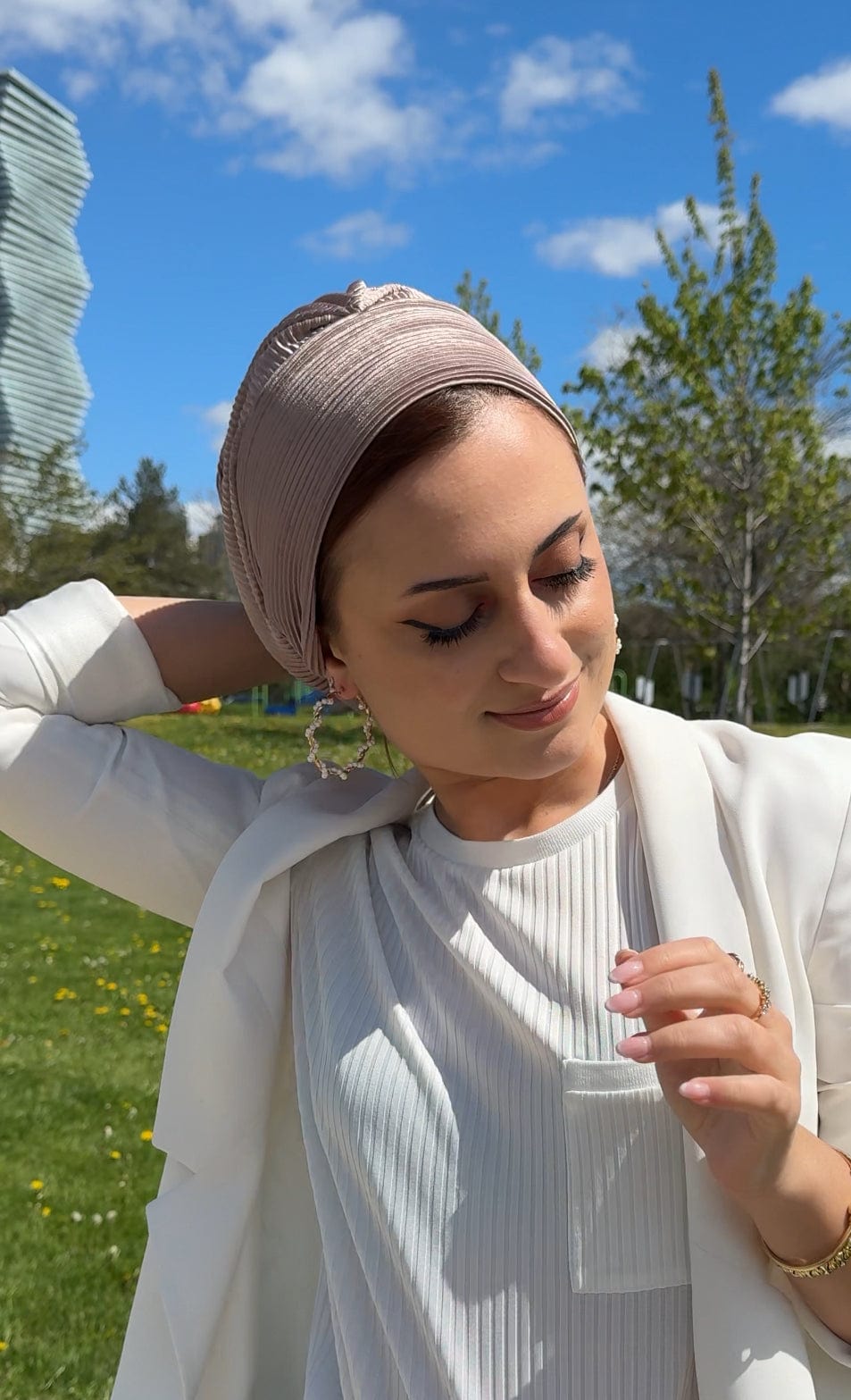 Beanie pleated - Khaki - Turban Couture