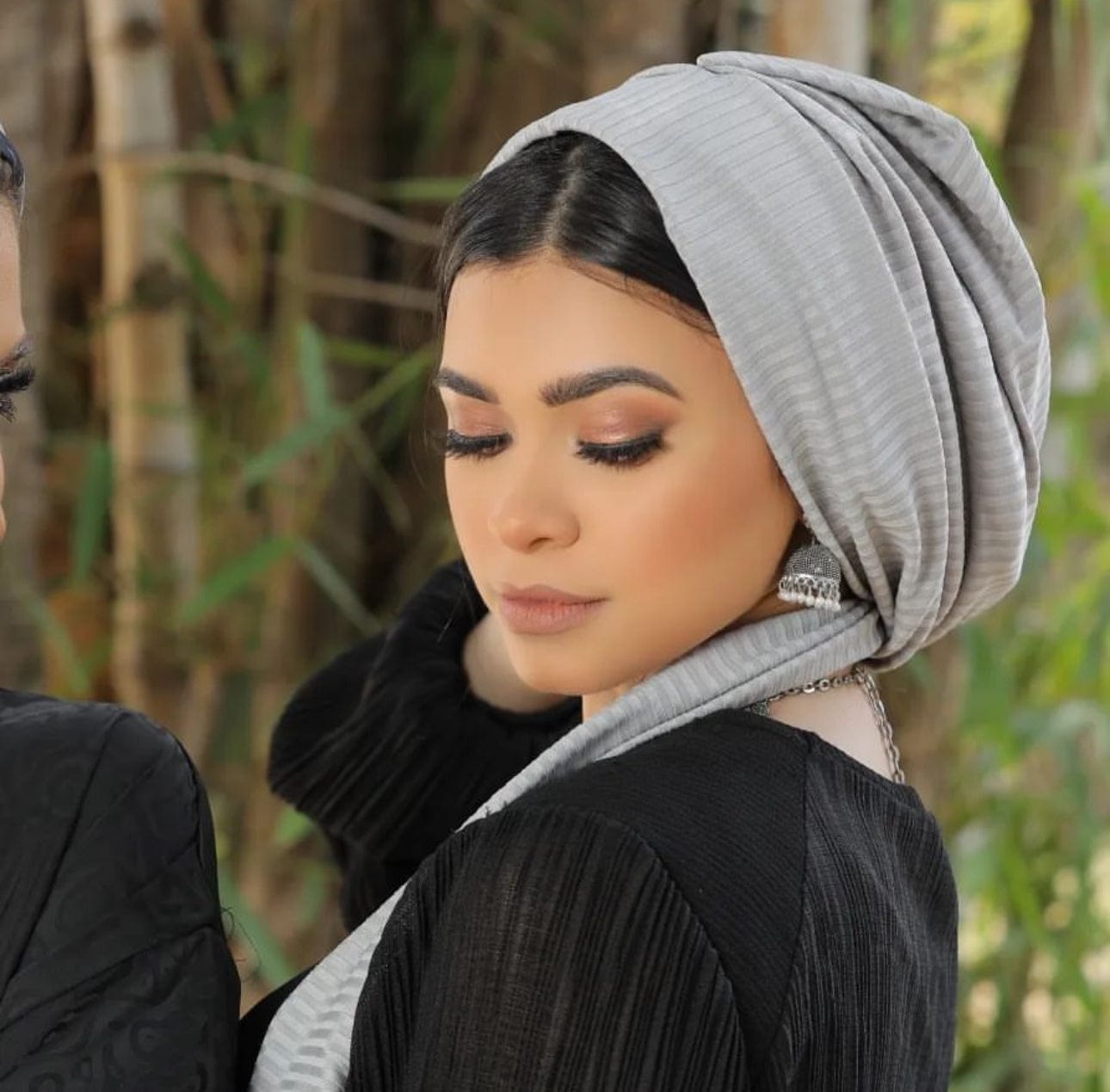 Beanie Wrap Ribbed Jersey - Light Grey - Turban Couture