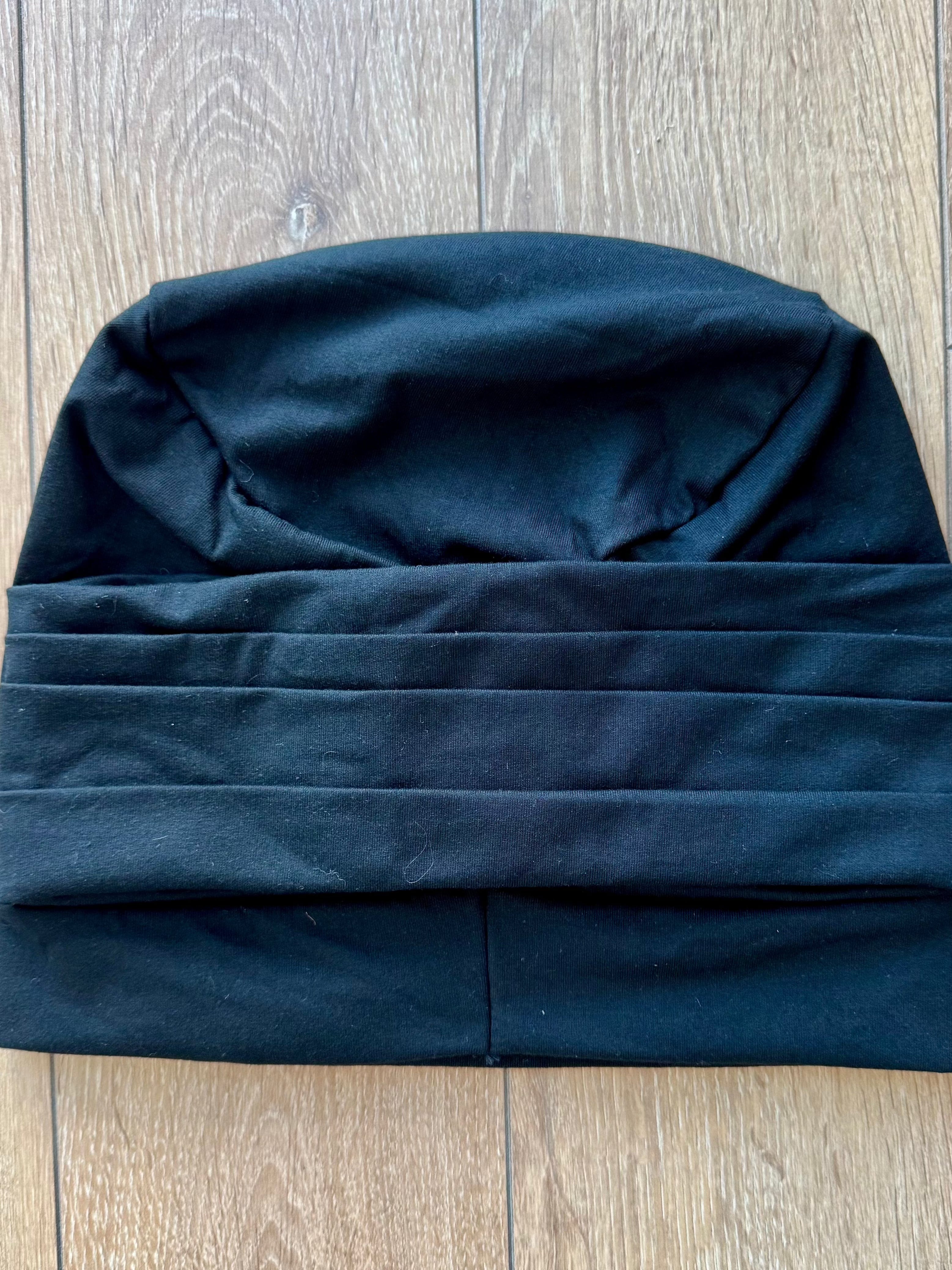 Beanie 2 pieces Jersey Set - Black - Turban Couture
