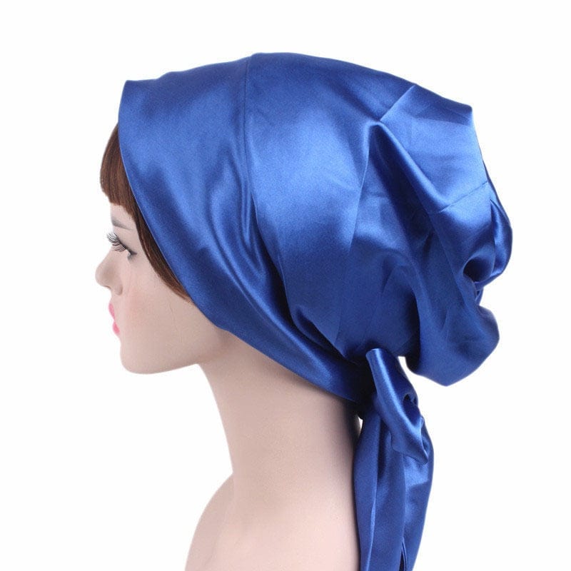Satin Beanie Wrap - Blue