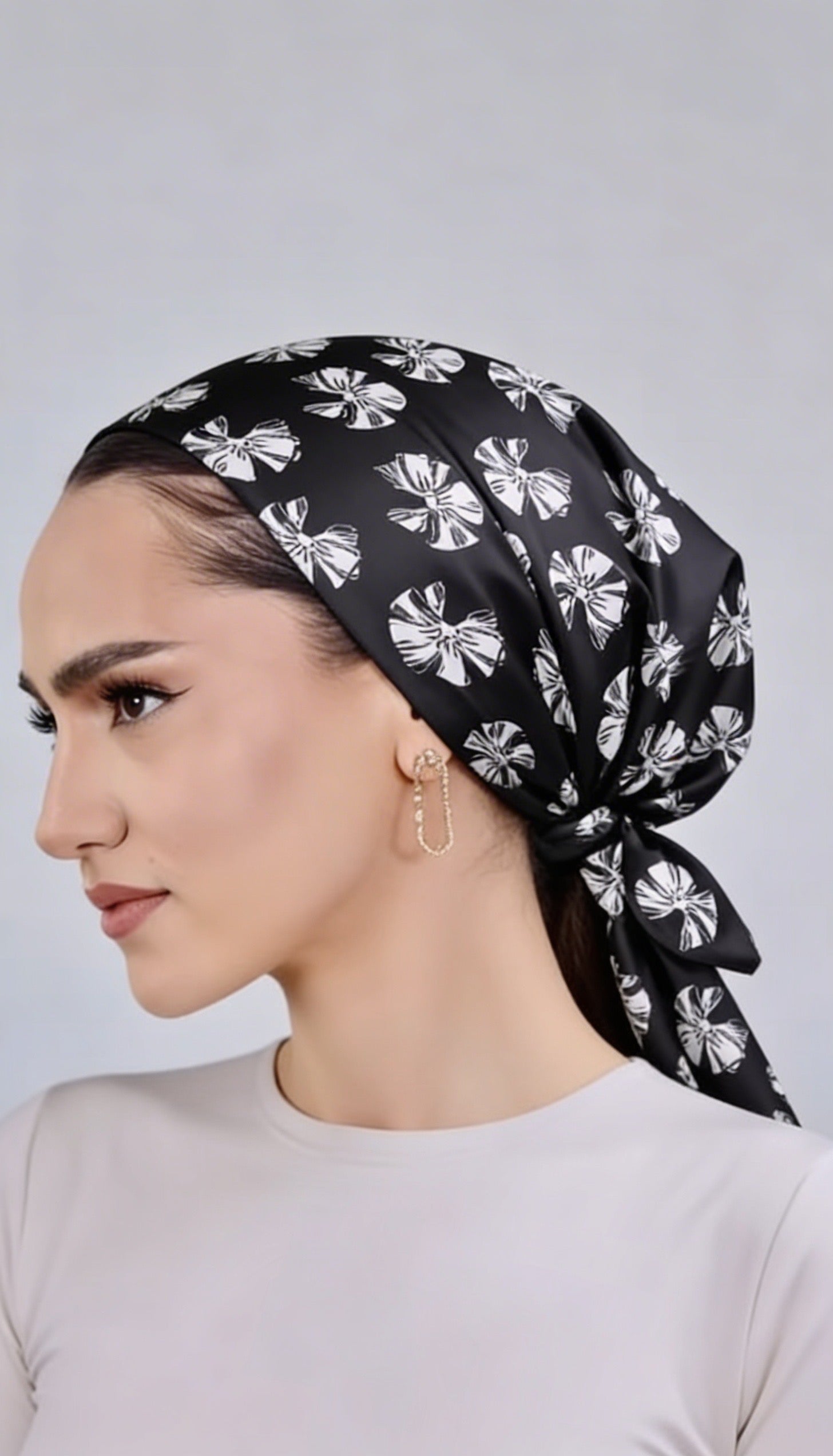Head Wrap Satin - Black and white