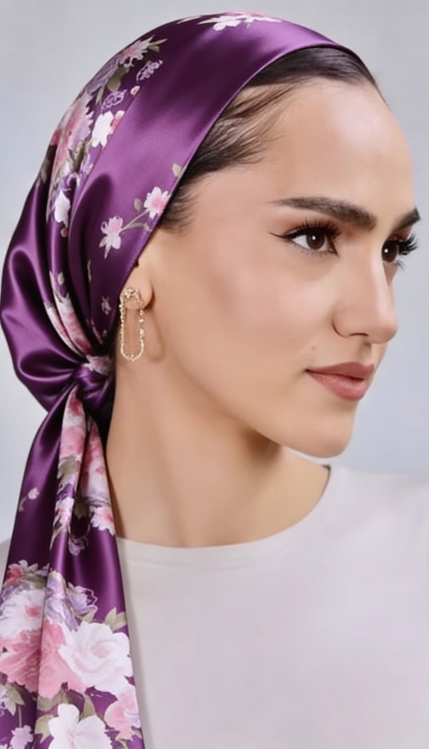 Head Wrap Satin - Lilac Floral