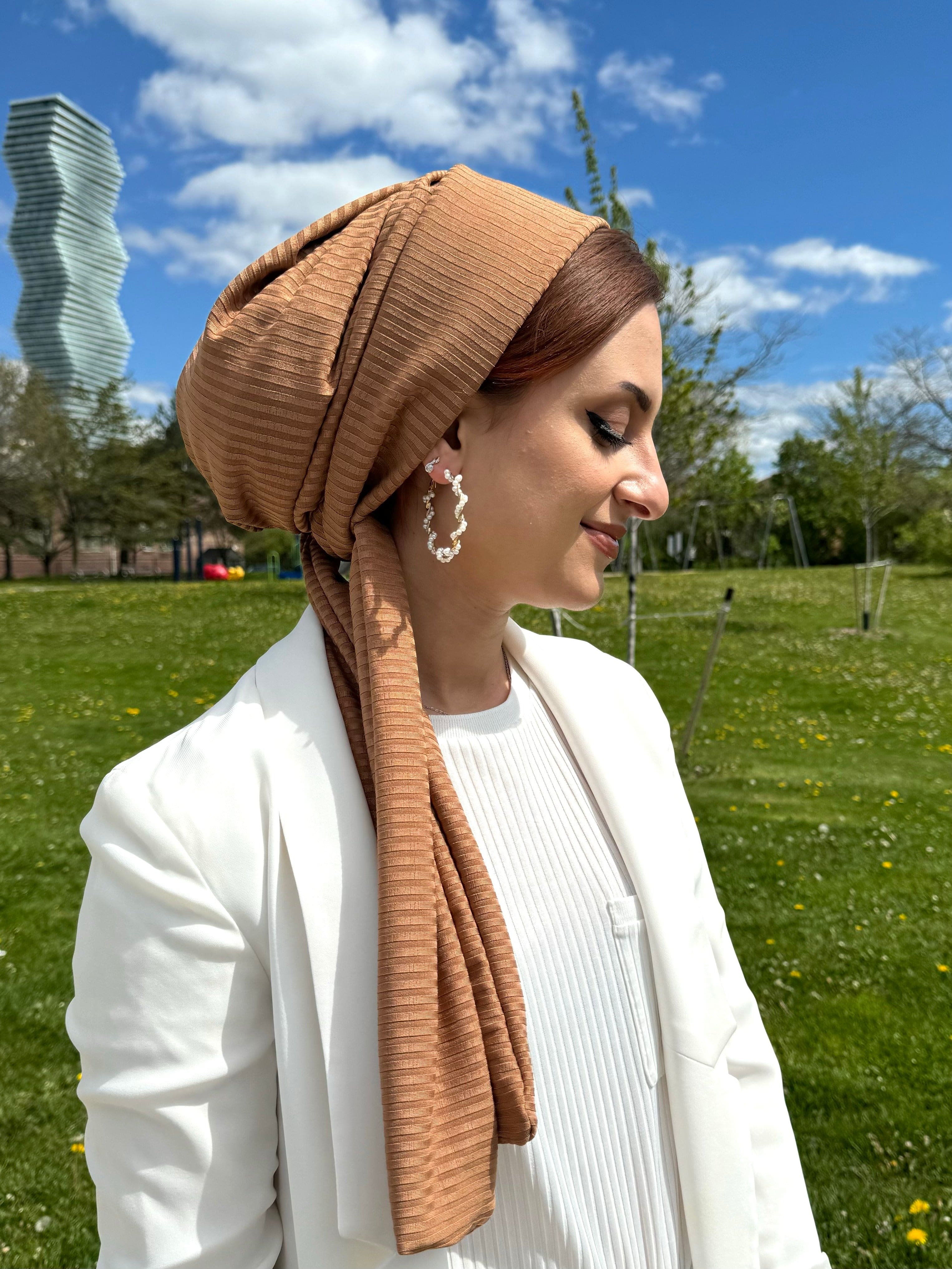 Beanie Wrap Ribbed Jersey - Chest Nut - Turban Couture