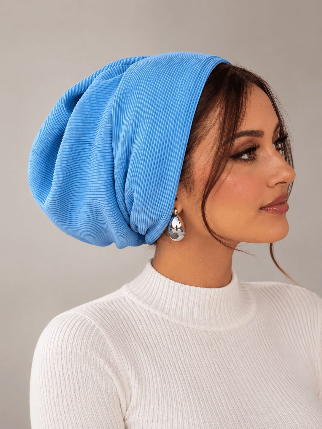 Beanie Pleated - Baby Blue