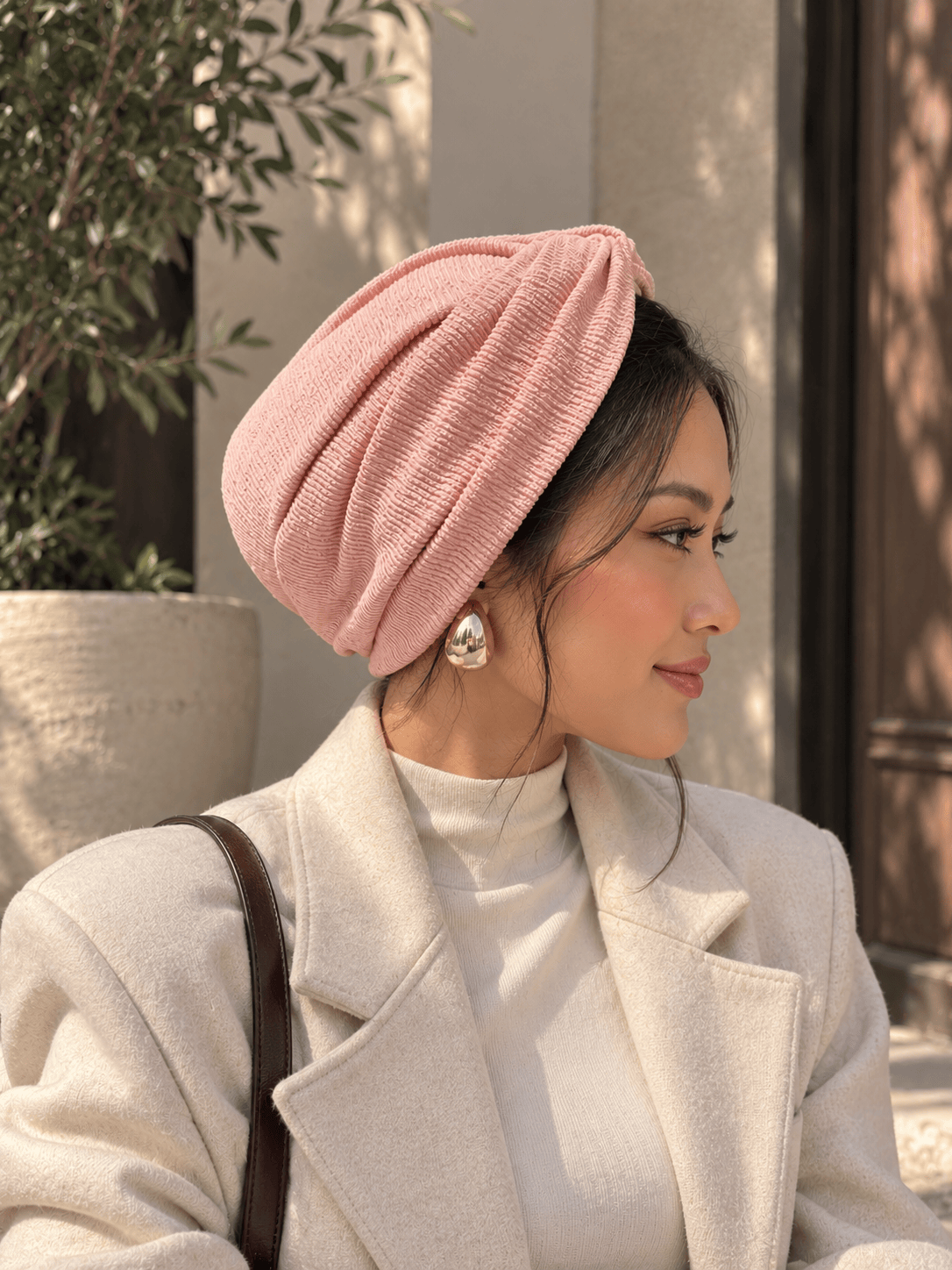 Beanie Twist Cross - Powder Pink