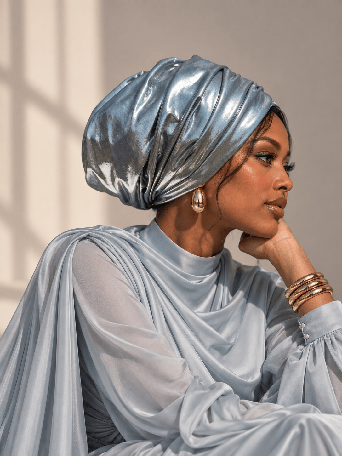 Beanie Double Drapes Metallic - Strong Silver