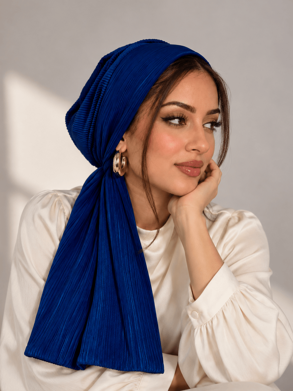 Beanie Pleated Wrap - Teal